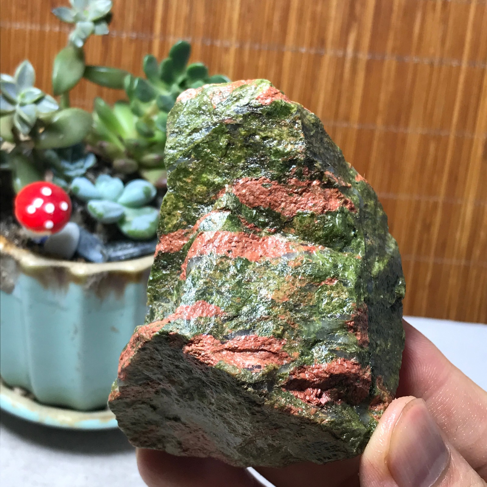 213g Natural Unakite Crystal gemstone Rough Mineral Specimen healing A6356