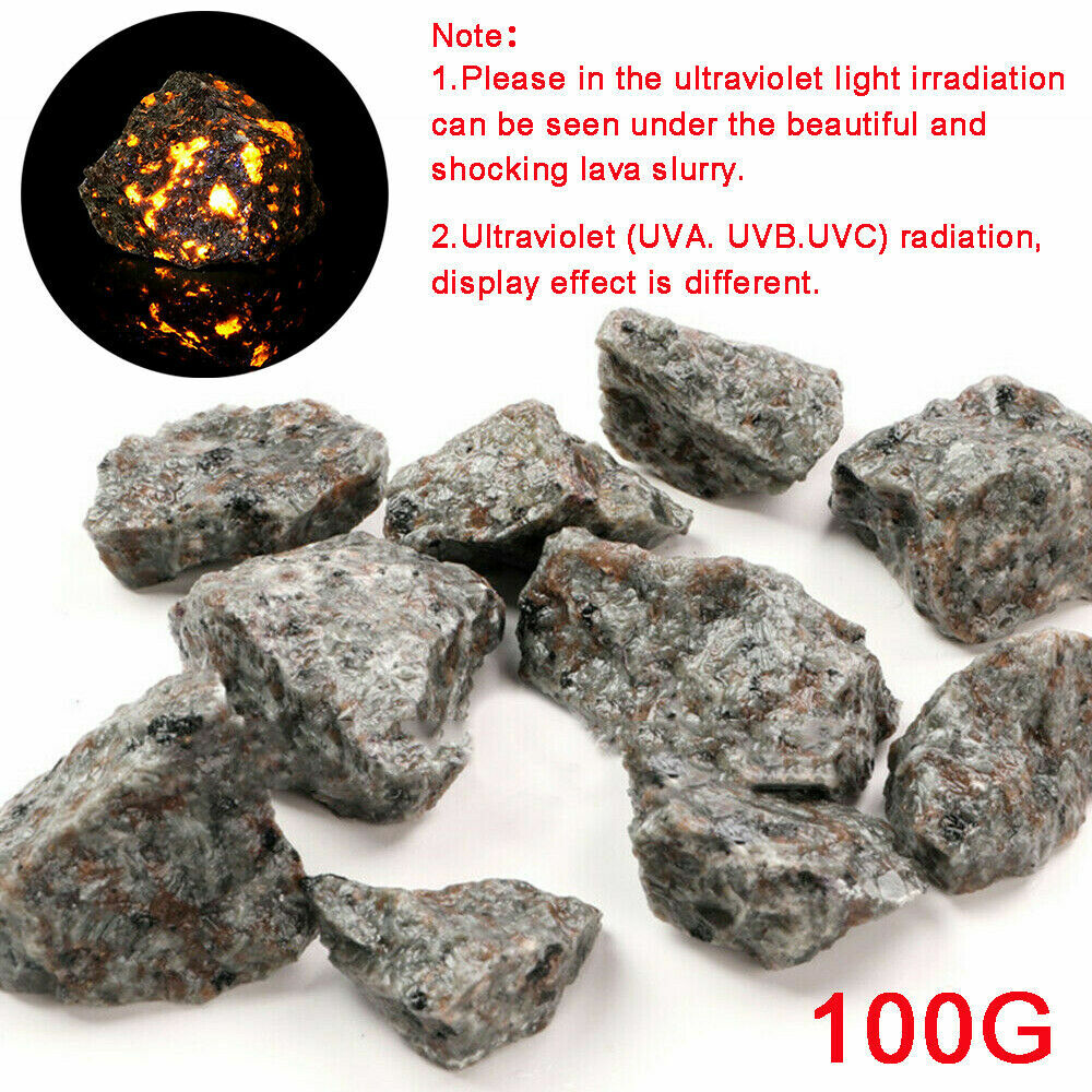 100g Natural Raw Rough Yooperlite Flame Fire Stone Mineral Rock UV Fluorescent