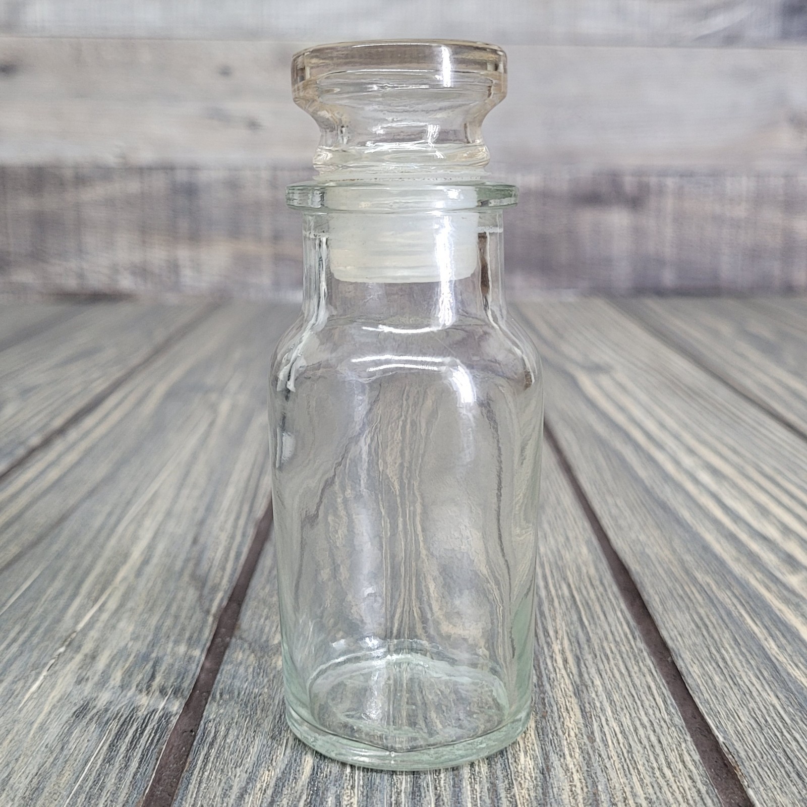 4oz Mixed Crystal Small Tumbles in Vintage Apothecary Glass Spice Jar w/ Stopper
