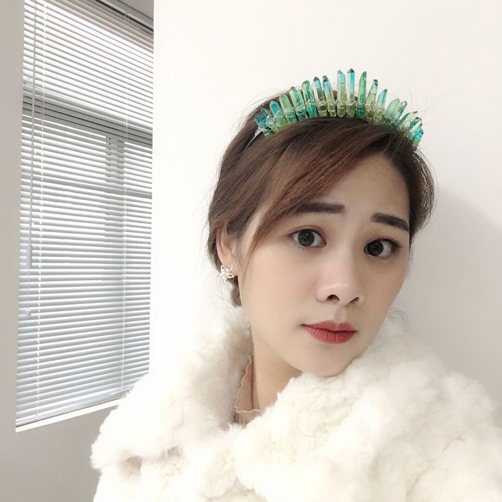 Raw Crystal Quartz Stone Tiara Goddess Bridal Crown Headdress Headband Hair Hoop