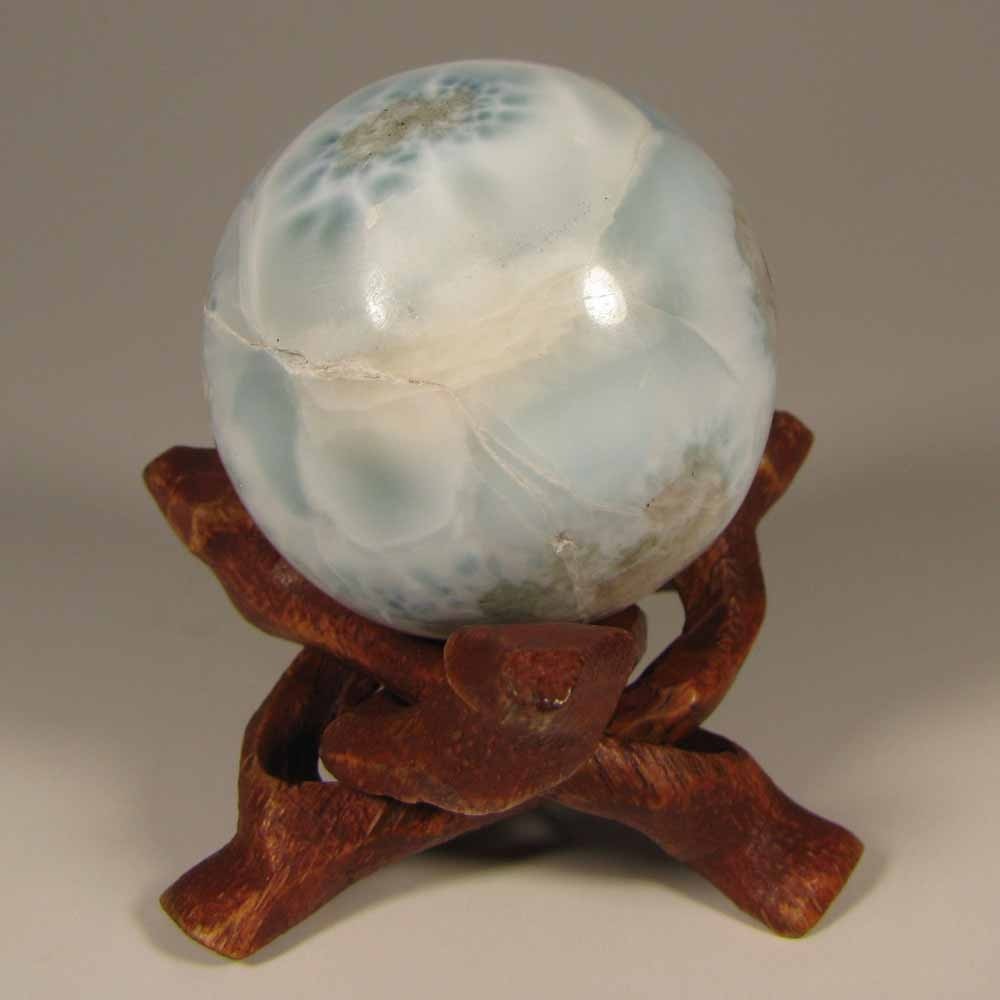 38mm Blue LARIMAR Polished Gemstone Sphere Ball w/ Stand – Dominican Republic