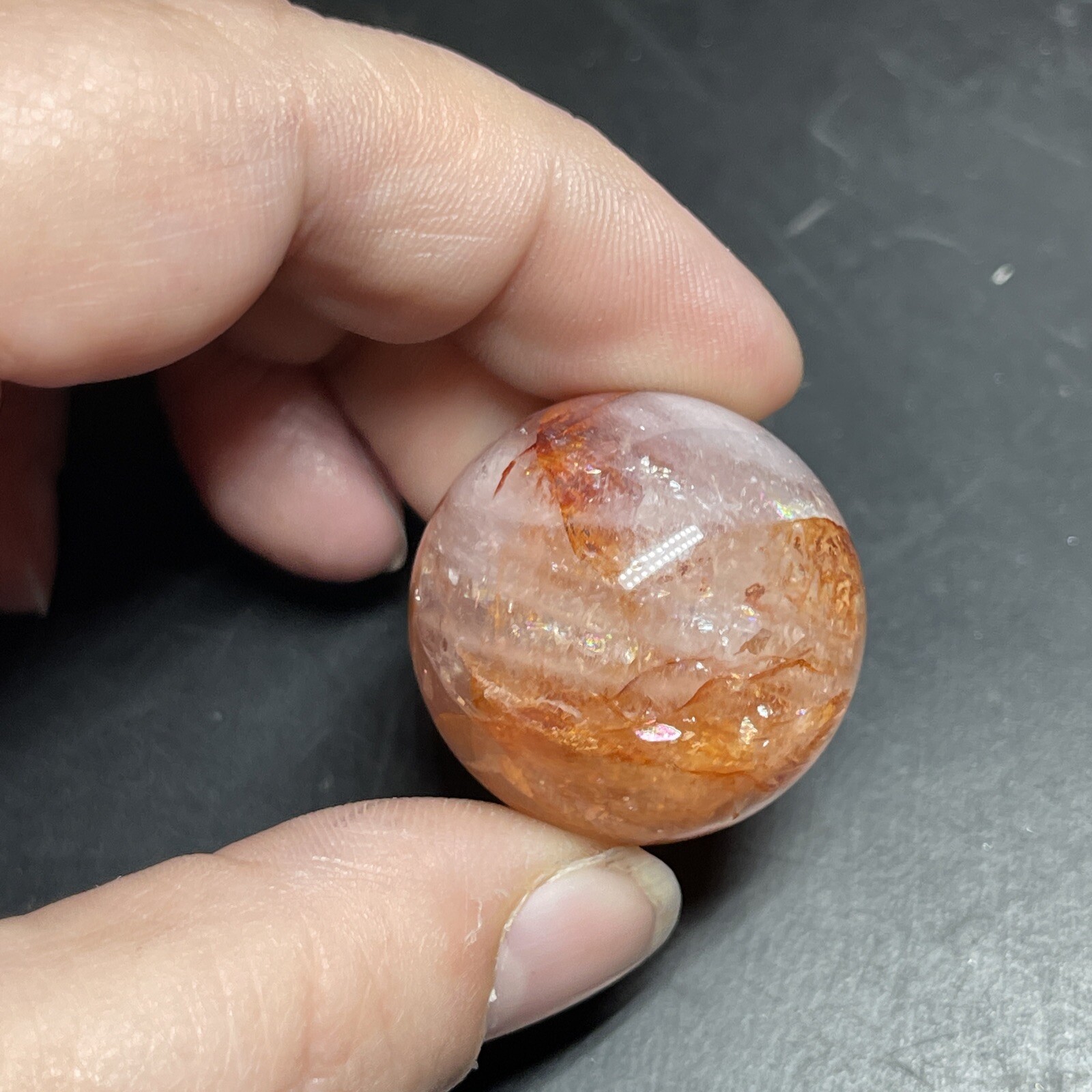 Fire Quartz Hematoid Crystal Sphere Ball Mini Sphere Marble 27.8mm