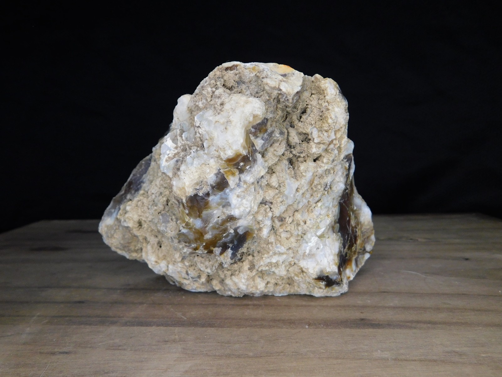 Dark Caramel Brown and White Agate 2 lbs. 9oz. Vintage