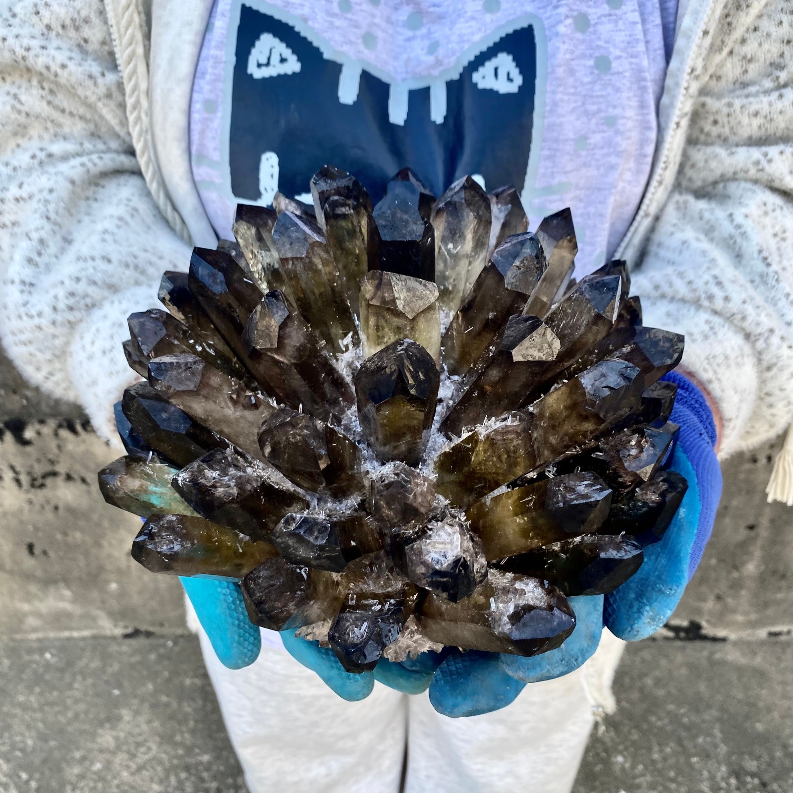 13.27LB New Find black Phantom Quartz Crystal Cluster Mineral Specimen Healing