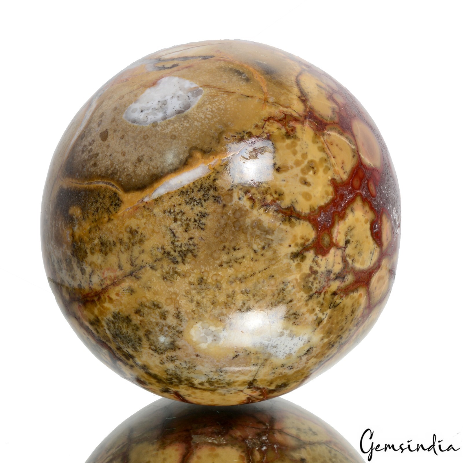 1.2 Kilo Natural Ocean Jasper Healing Crystal Mineral Gem Sphere/Ball With Stand