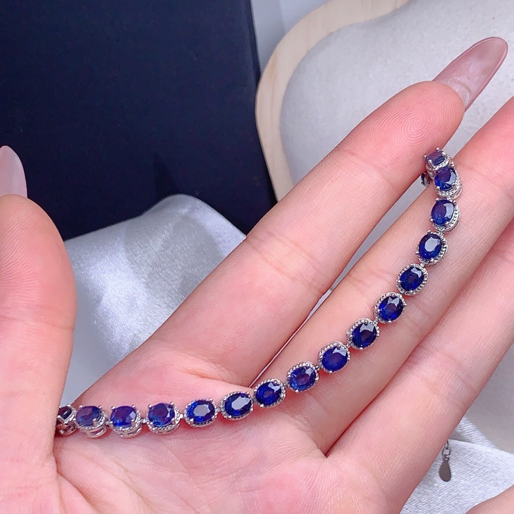 High Quality Sapphire bracelet Gemstone jewelry S925 Silver Plated18K Gold Gift