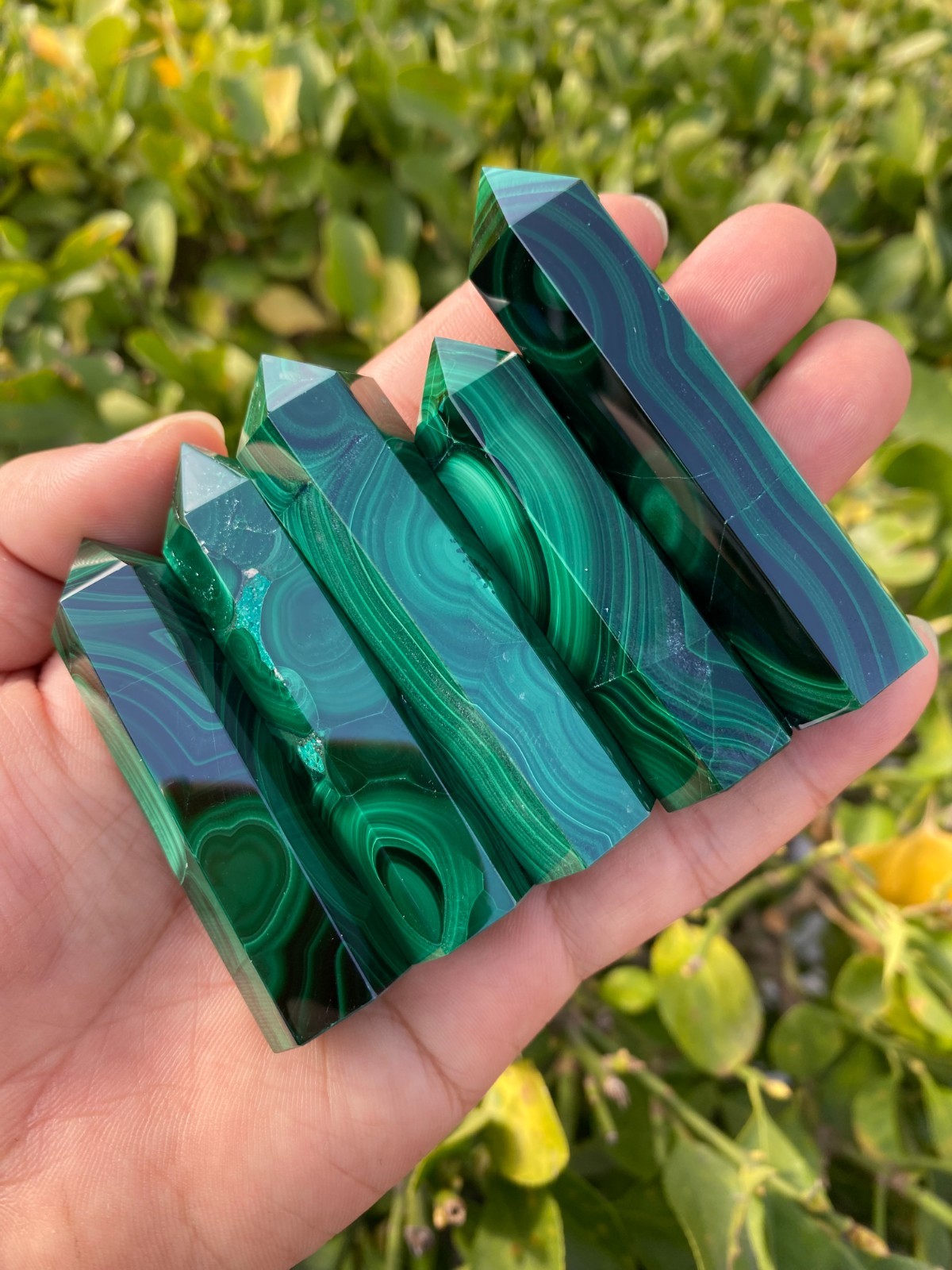 1pc Top Natural Malachite Quartz Obelisk Crystals Tower Chakras Point healing