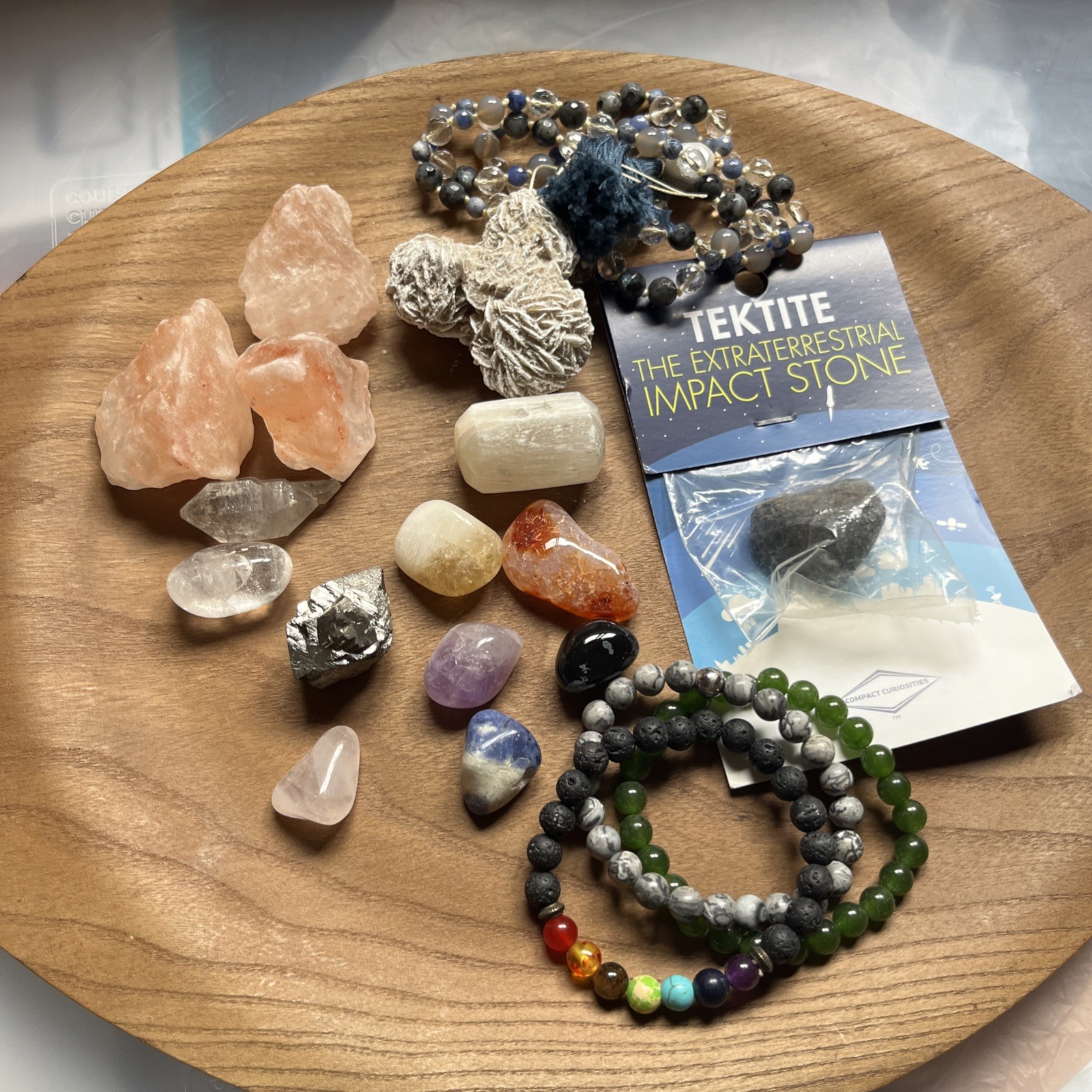 Random lot of assorted crystals and minerals and bracelets/ 1 Beaded Strand