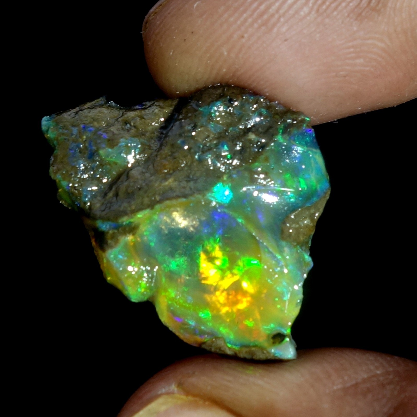 AA+ Ethiopian Oli Opal Rough Entreated Welo Opal Multi Fire Color Flash 12.30Cts