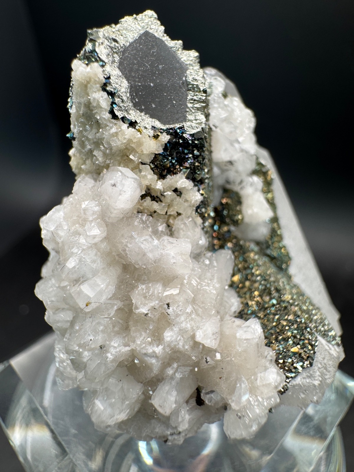 6609 High Quality Multicolor Pyrite and Calcite on Quartz Hu Bei 45g