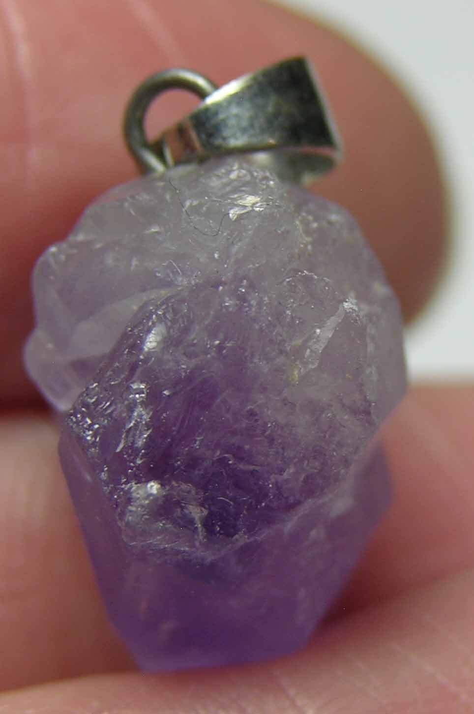 #55 Raw Rough 16.00ct 100% Natural Amethyst Crystal Point Pendant 3.20g 15.00mm