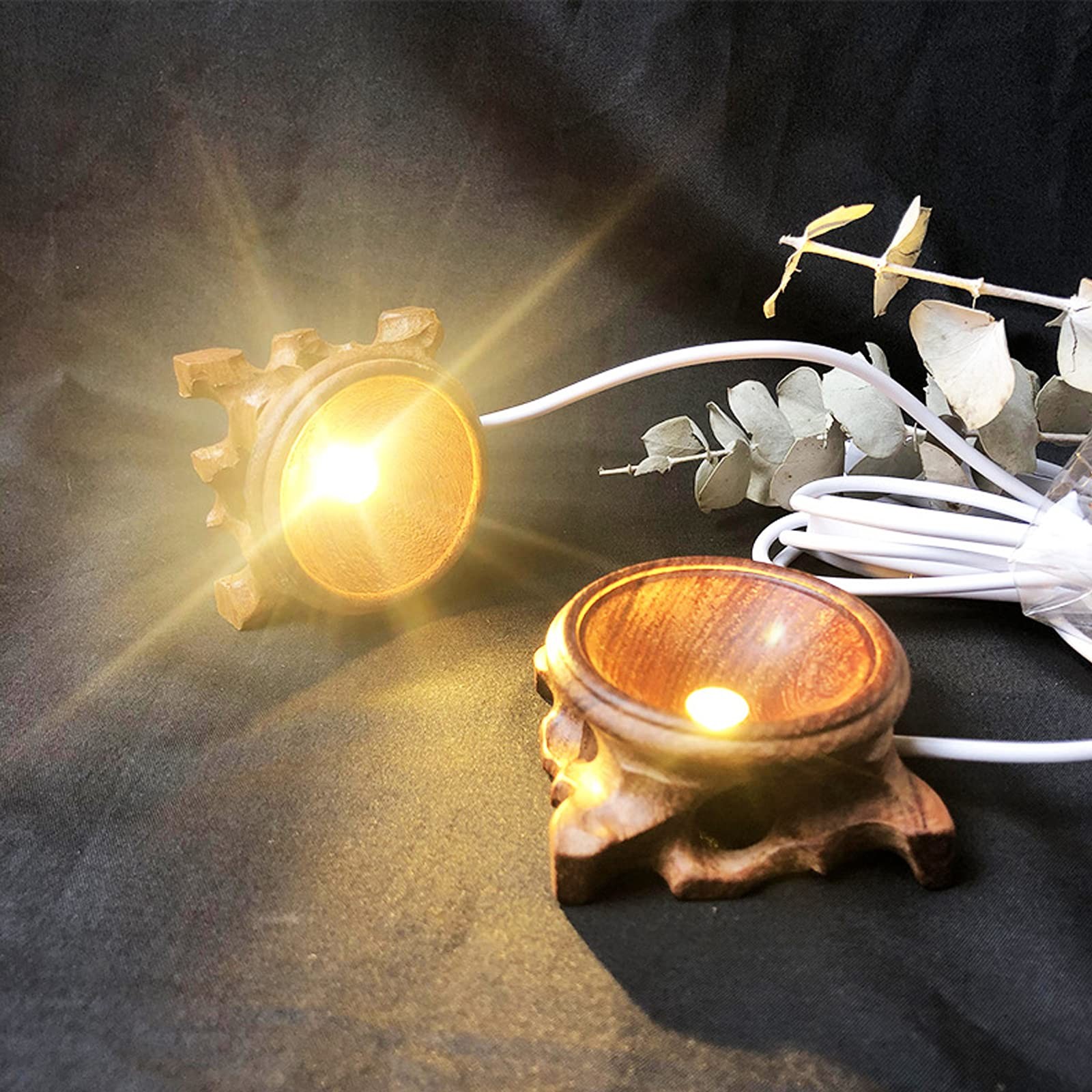 2PCS Root Carving Wooden Light Display Bases,2 Inch Wood Lighted Stand Bases …