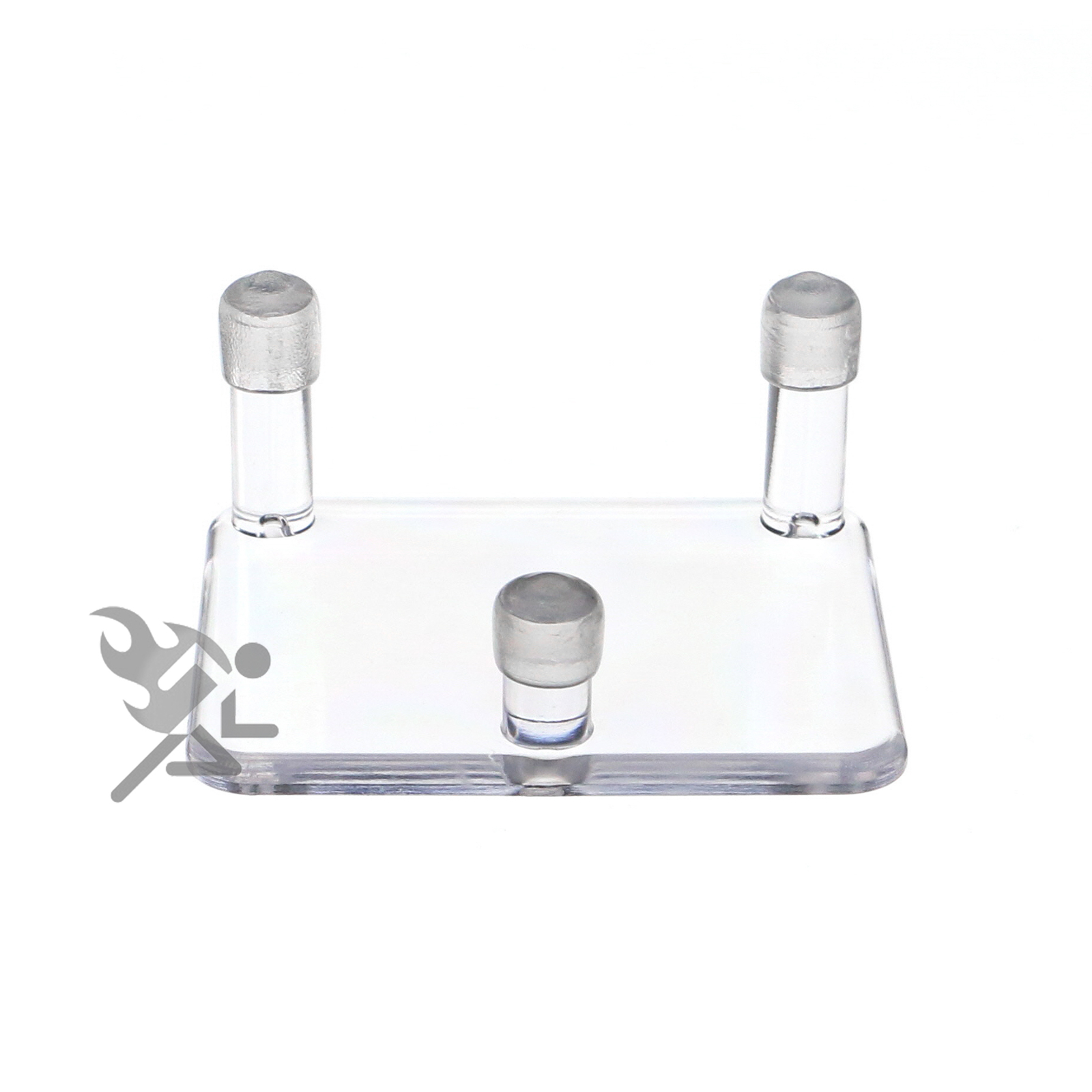 Mineral Geode Fossil Display Stands, 2.5” Acrylic Three Peg with Guards, 12 Pack