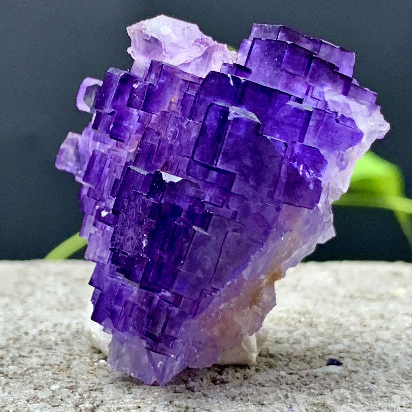 53G Natural purple fluorite Matrix array stepped fluoritemineral specimen/China