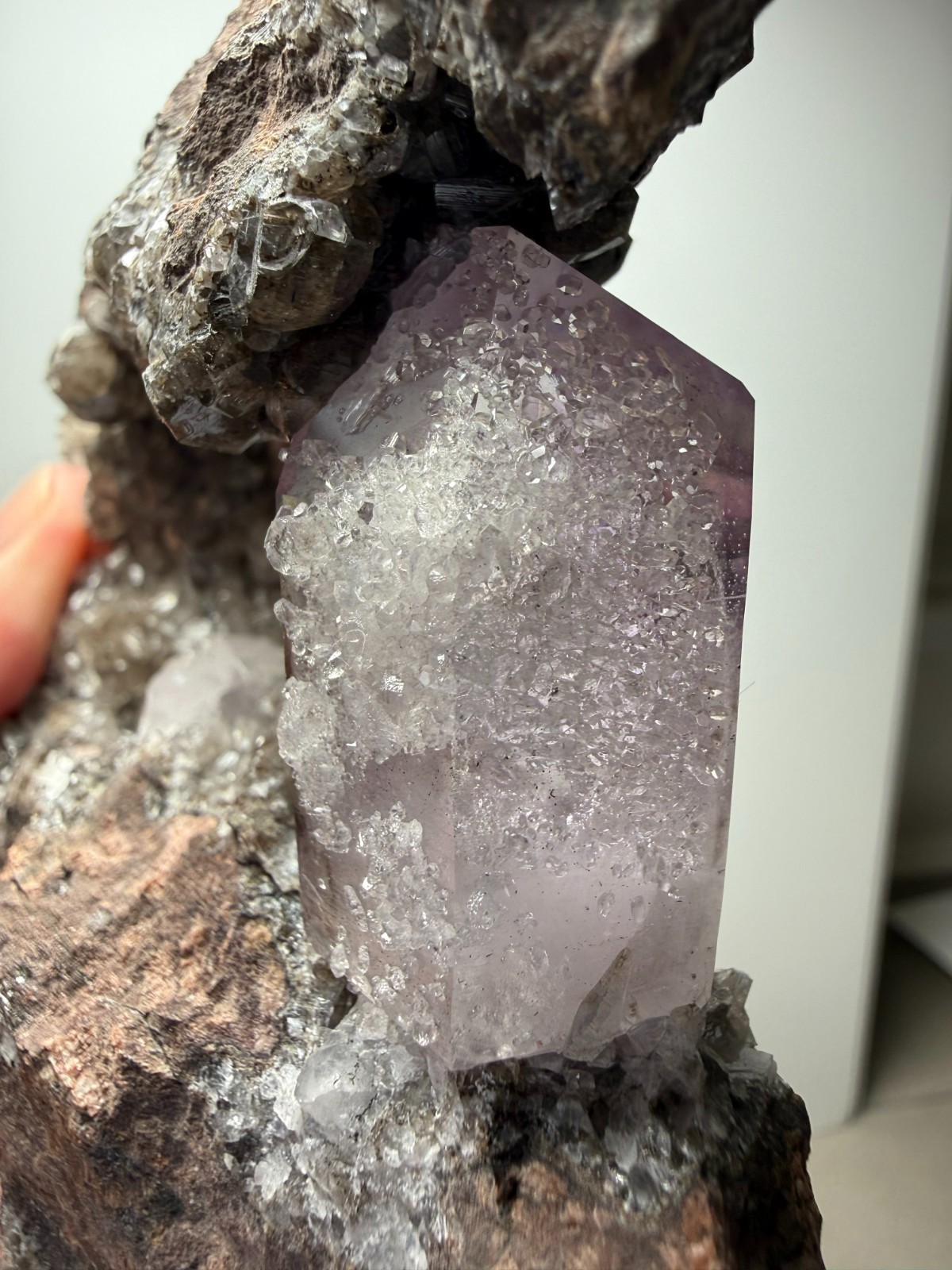 ONE-OF-A-KIND Goboboseb Amethyst Crystal w/ Analcime in UV Calcite Matrix-WOW!!