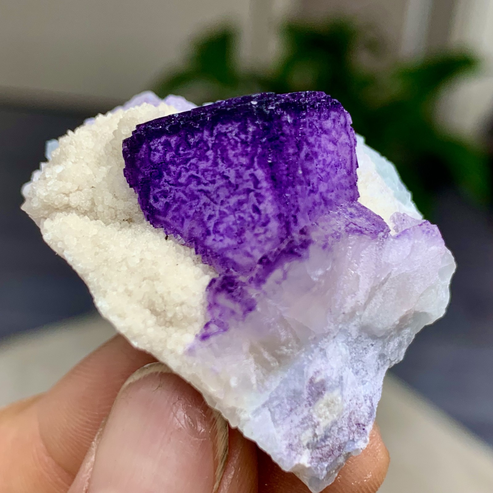 38G Natural Purple “QR Code”Fluorite Cluster Crystal Mineral Specimen/Guizhou