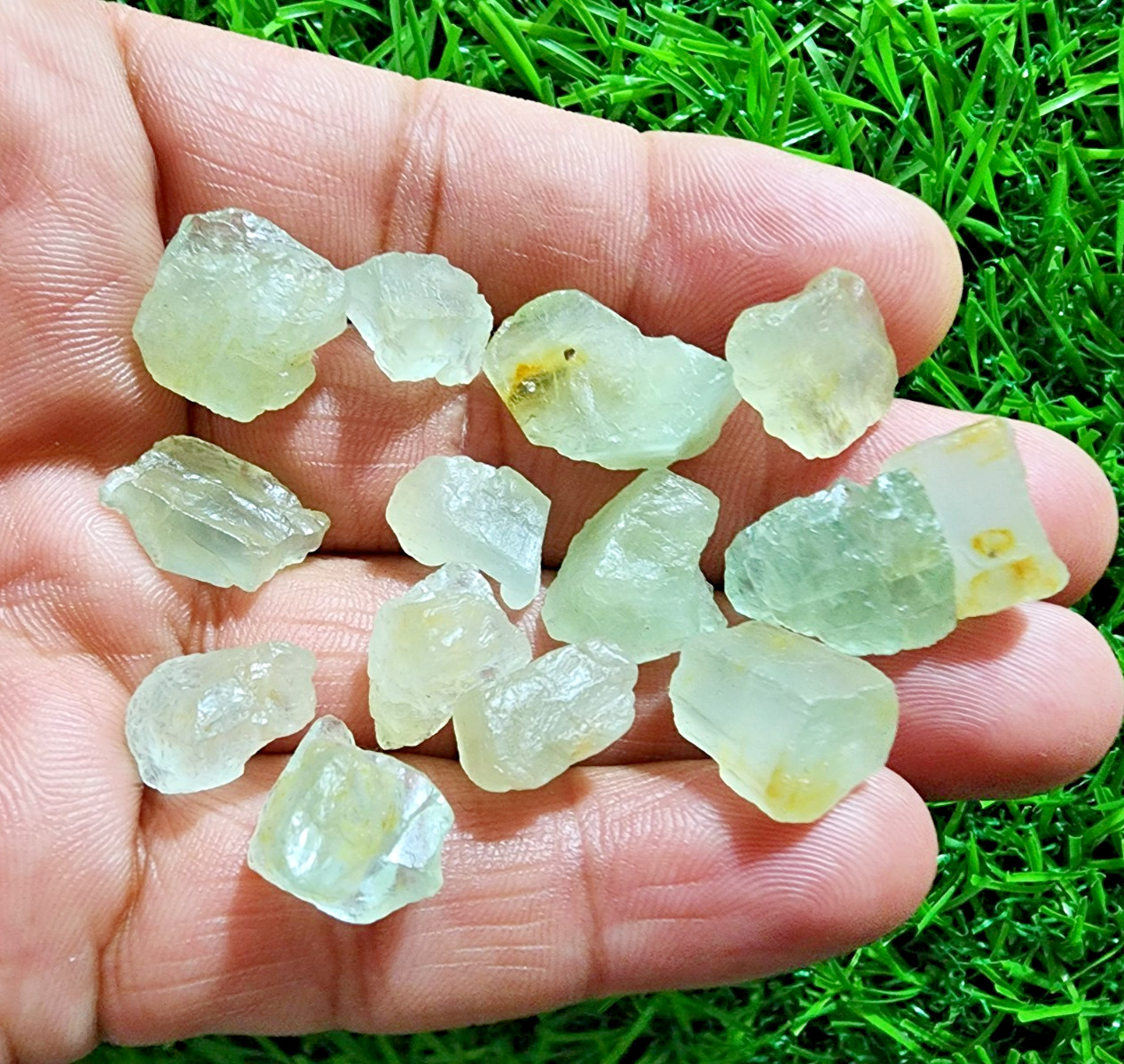 14pcs Glowing Aquamarine Gemstone Rough Lot 12-19MM Aquamarine Rough Stone Bulk