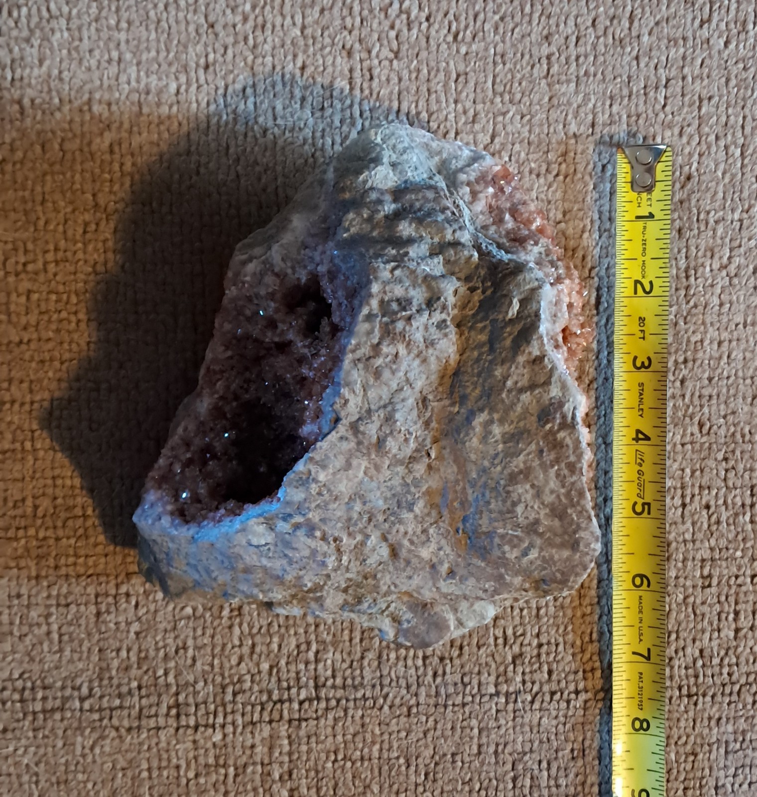 Celestite Geode Orange Crystals, Russia Large Cabinet Specimen