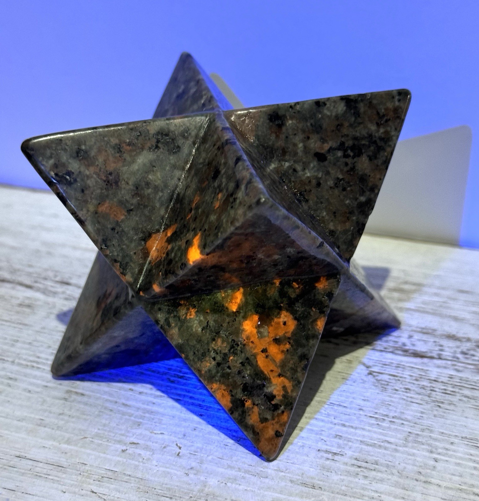 Yooperlite Merkaba 3.75” Natural Stone Carving UV Reactive