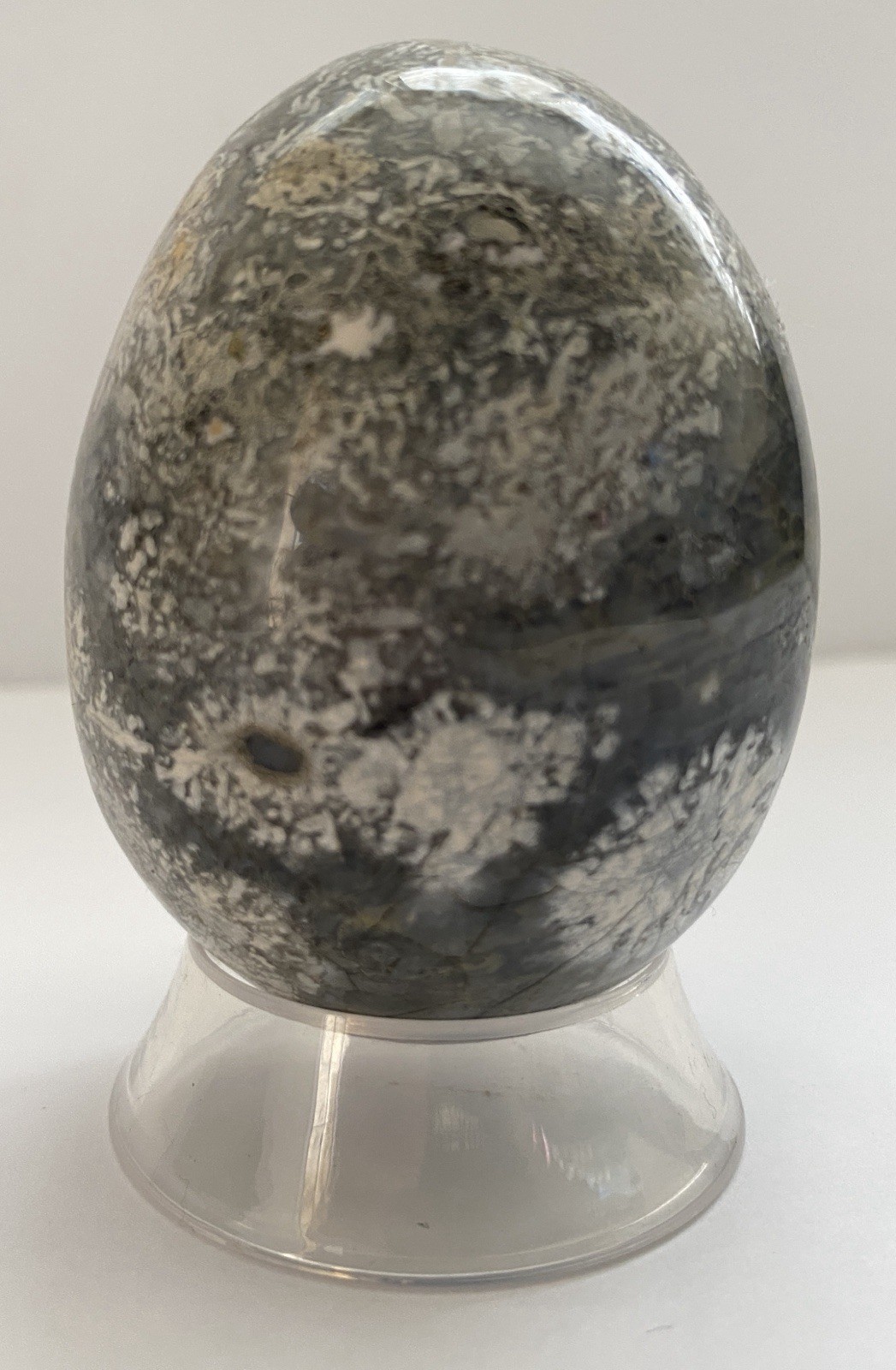 Natural Onyx Stone Egg With Stand Hand Polished Banded Agate Calcite Crystal