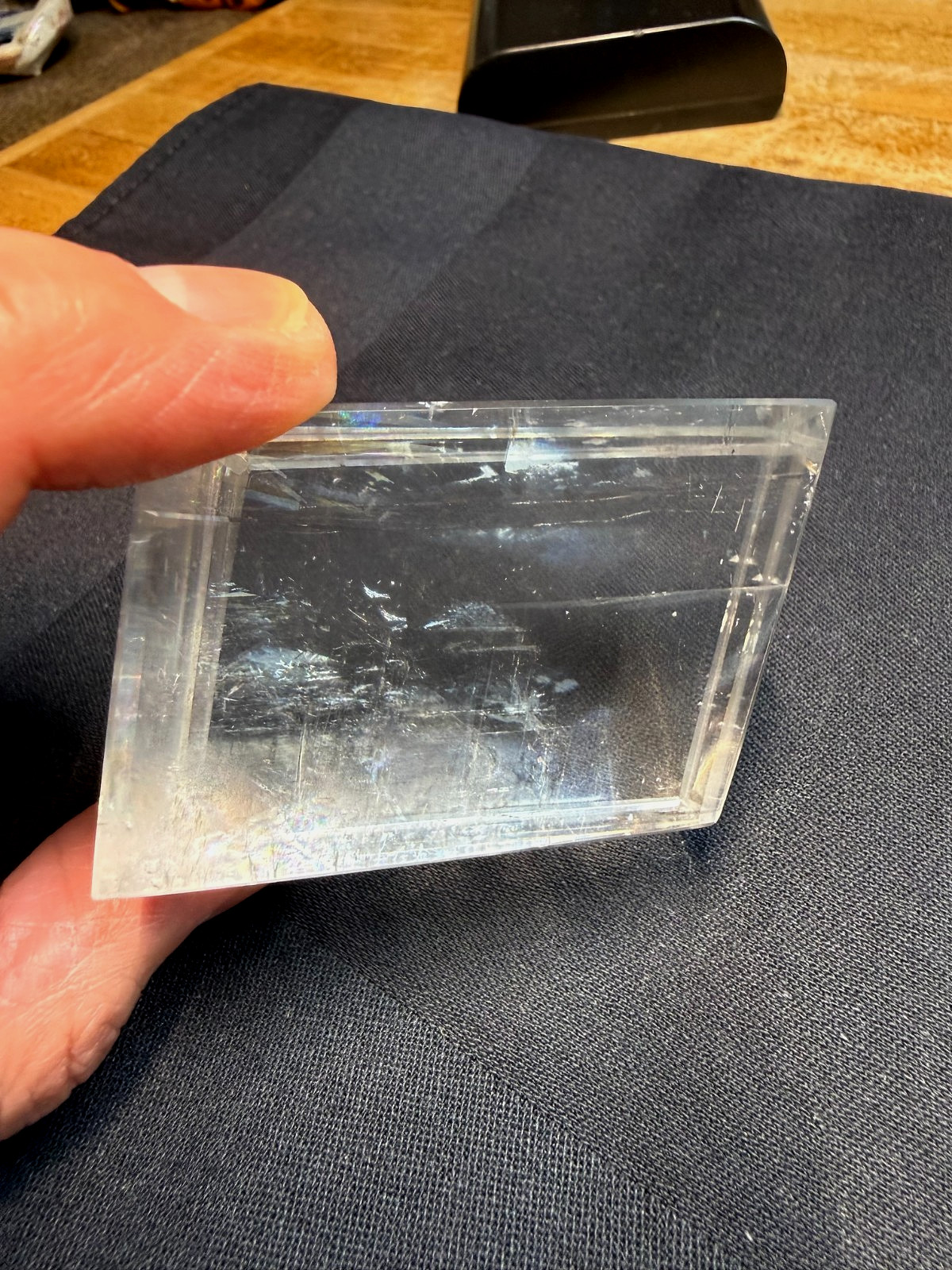 Calcite Rhombus Optical Grade Translucent Crystal Gemstone Cube Specimen 002