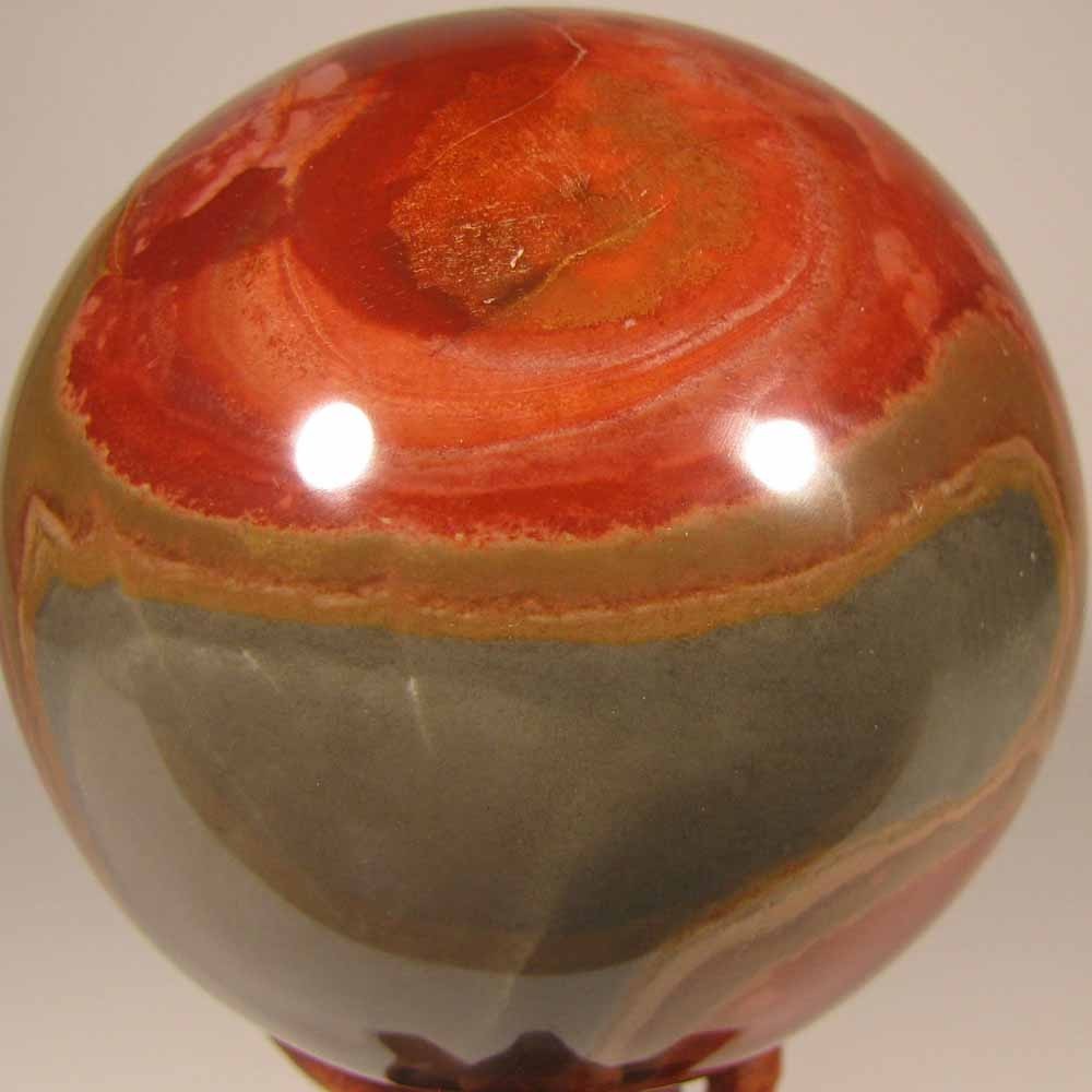 3″ POLYCHROME JASPER Gemstone Sphere w/ Stand – Madagascar – 76mm – 1.3 lbs.