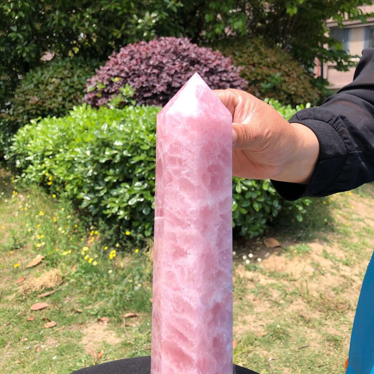 3.69LB Natural rose quartz obelisk pink crystal tower point healing decor