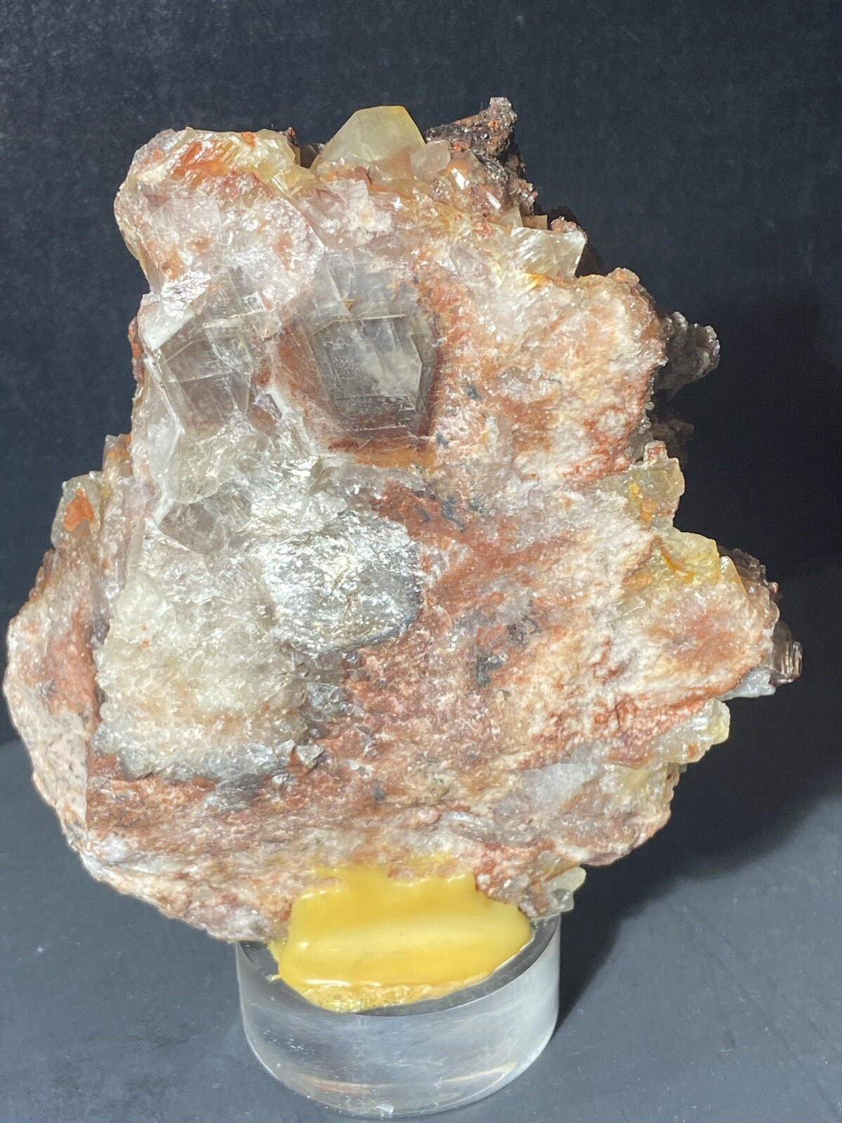 DOG TOOTH CALCITE SCULPTURE LUCITE BASE Crystal Specimen on Lucite
