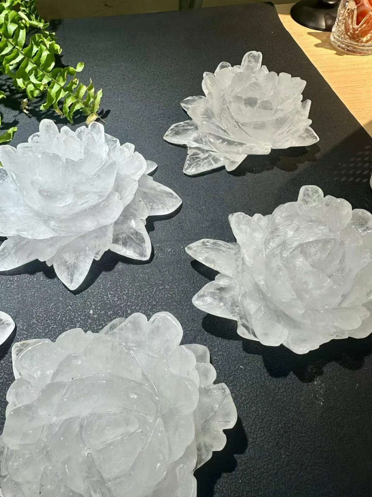 1pc Natural White Quartz Carved Crystal Flower Skull Reiki Healing Decor Gift