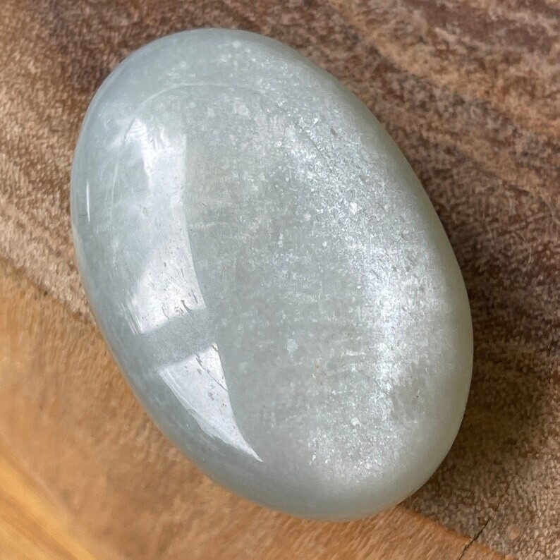 Silky Green Moonstone Palmstone Pocket Crystal – No.17 Rare Crystals