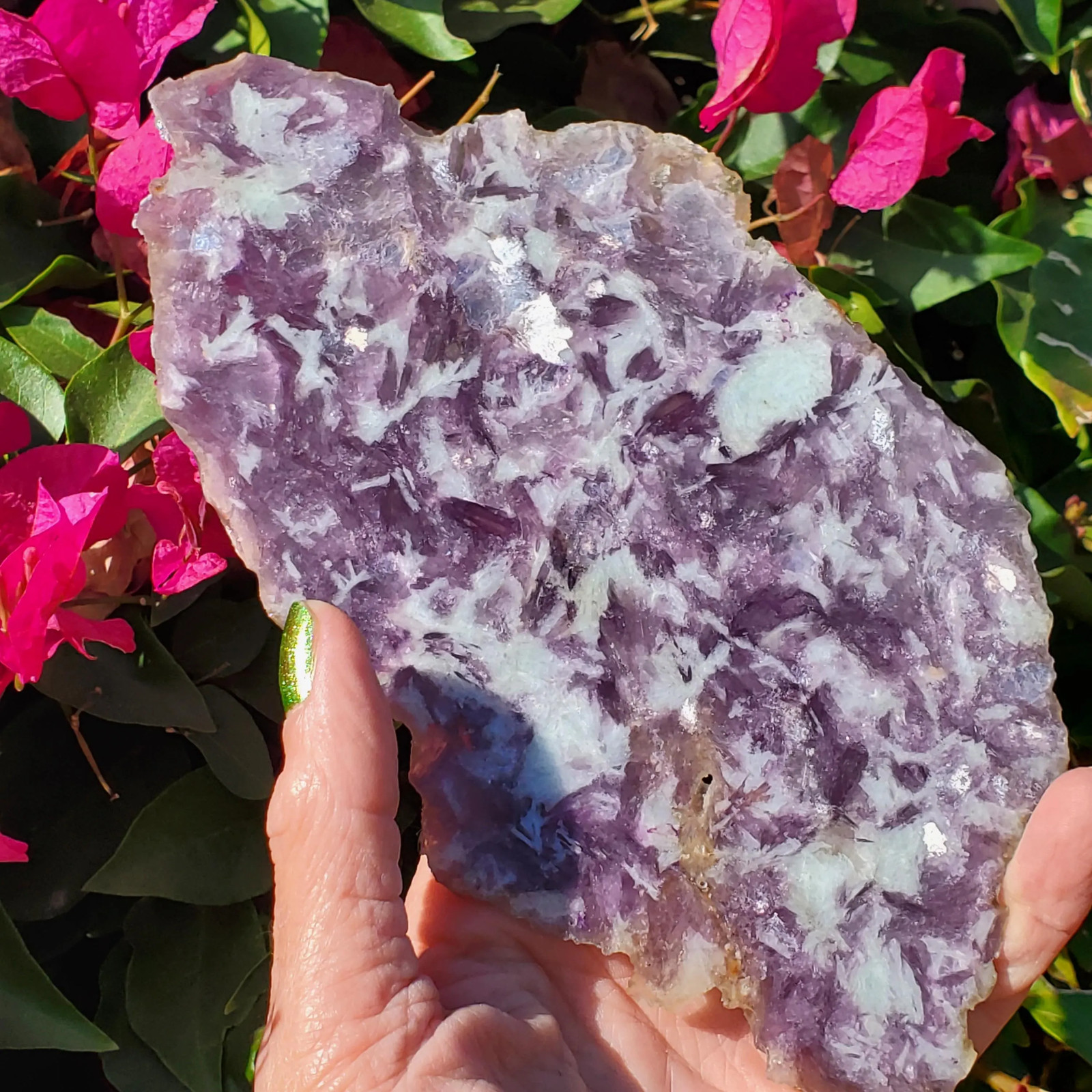 Raw Mica Lilac Pink Purple Flashy Sparkly Polished Display Slab 197 grams