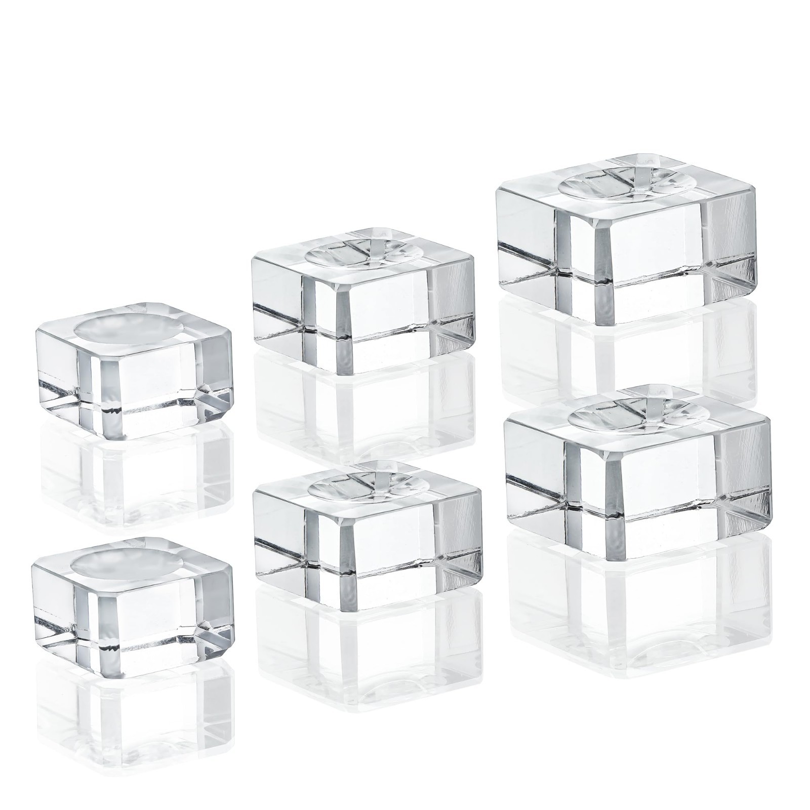 6 Pack Square Crystal Display Bases for 3D Laser Balls 6Pcs Glass Stands for Cry