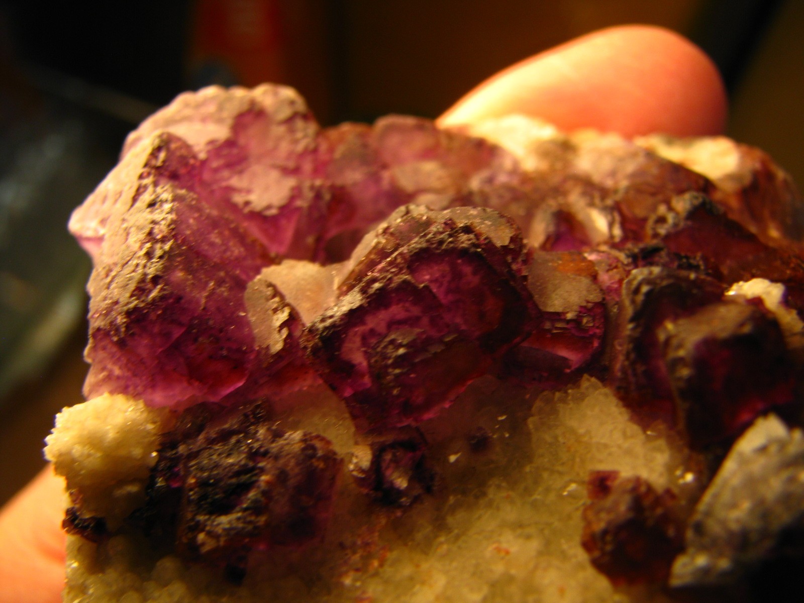 .24lb 3×2.5inch PURPLE FLUORITE ON CALCITE/QUARTZ QINGLONG MINE CHINA #137