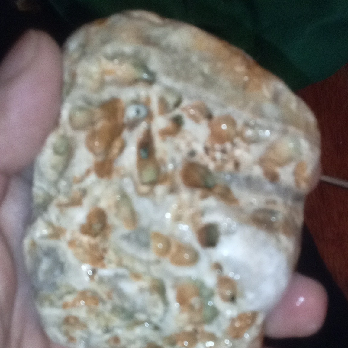 Rough Brown White Mineral Specimen Rock With Green Inclusions (Unidentified)
