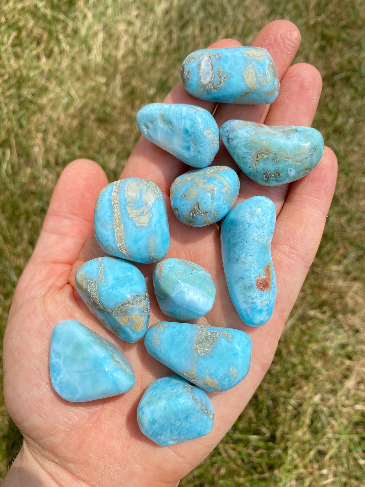Larimar Tumbled Stone (Grade AB) Natural Larimar Crystal from Dominican Republic