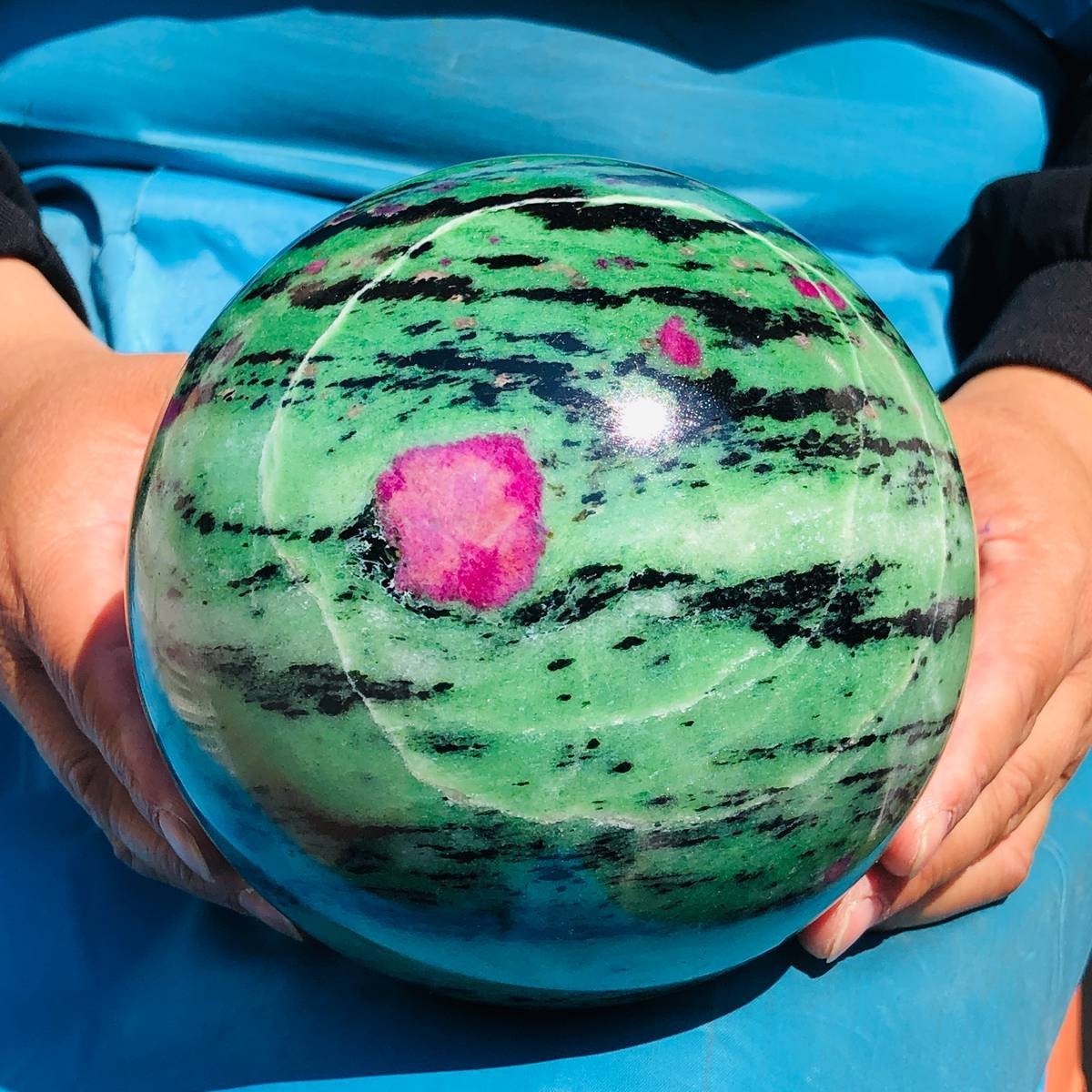 8.77 LB Large Natural Ruby Zoisite Sphere Crystal Healing Stone Specimen 5151
