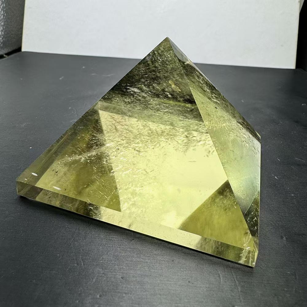320g Natural Citrine Quartz Carved Pyramid Crystal Reiki Healing Decor