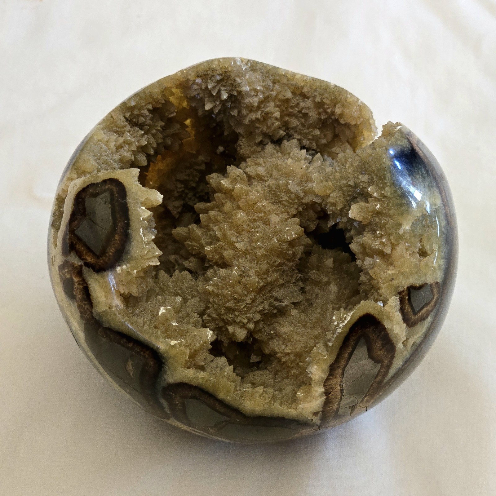Geode Nodule Opened Polished 3 1/2″ Diameter Approximately Unbranded No Location