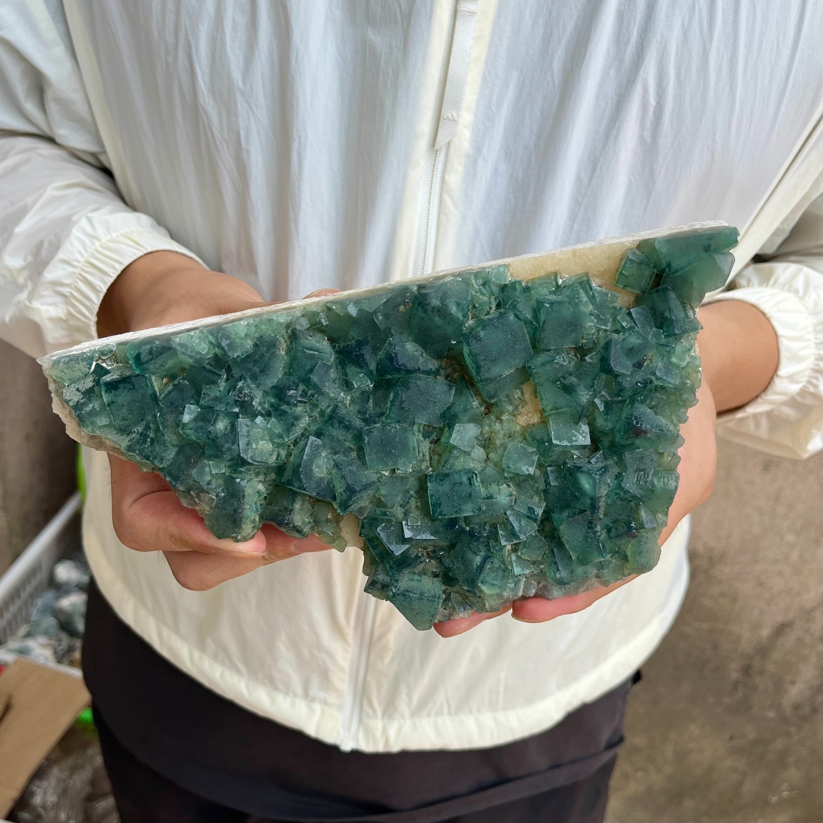 2.4lb NATURAL Green Cube FLUORITE Quartz Crystal Cluster Mineral Specimen