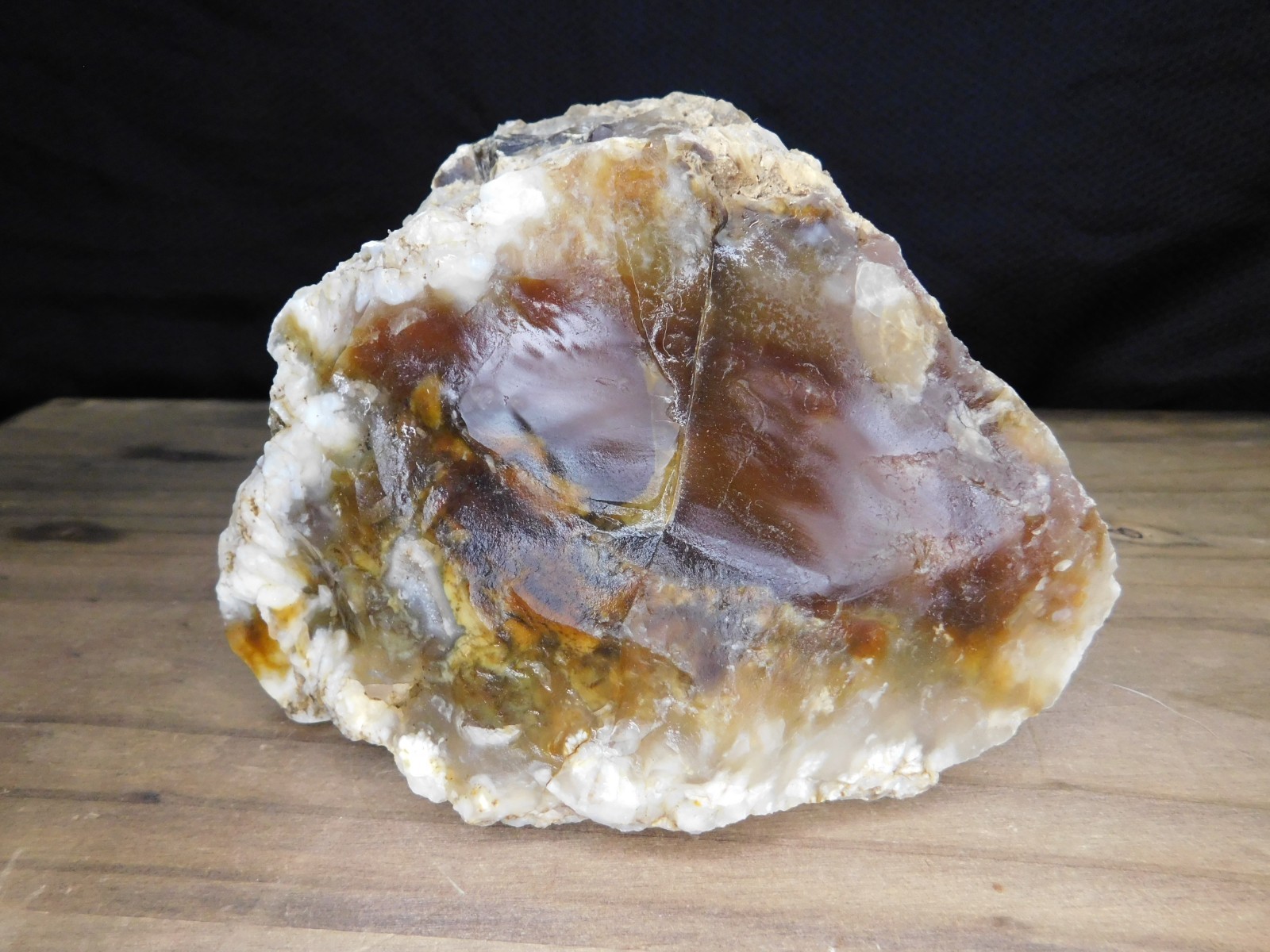Dark Caramel Brown and White Agate 2 lbs. 9oz. Vintage