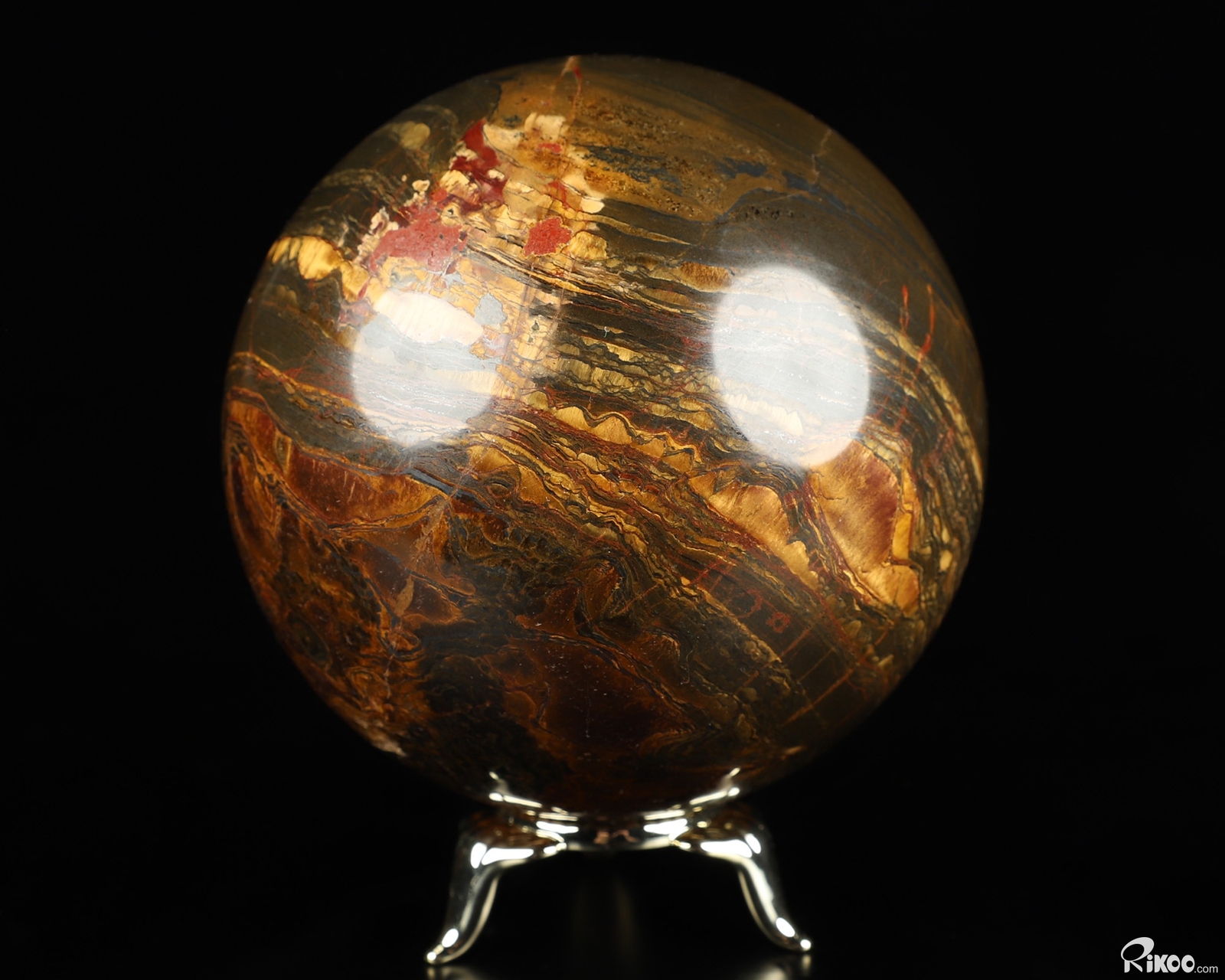 4.1″ Tiger Iron Eye Hand Carved Crystal Ball/Sphere, Crystal Healing