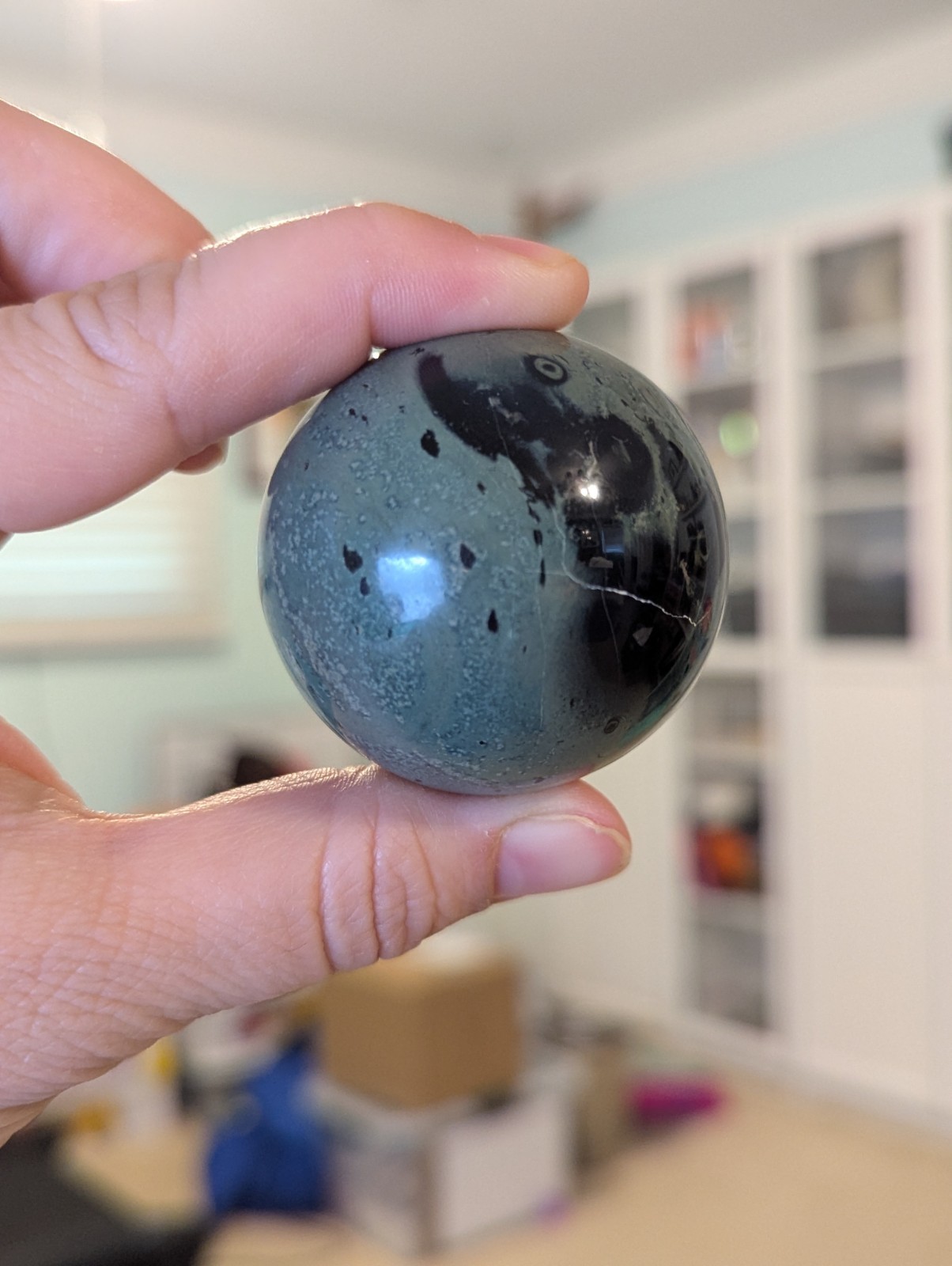 50mm Crocodile Kambaba Jasper Crystal Sphere & Stand (Madagascar) US Seller