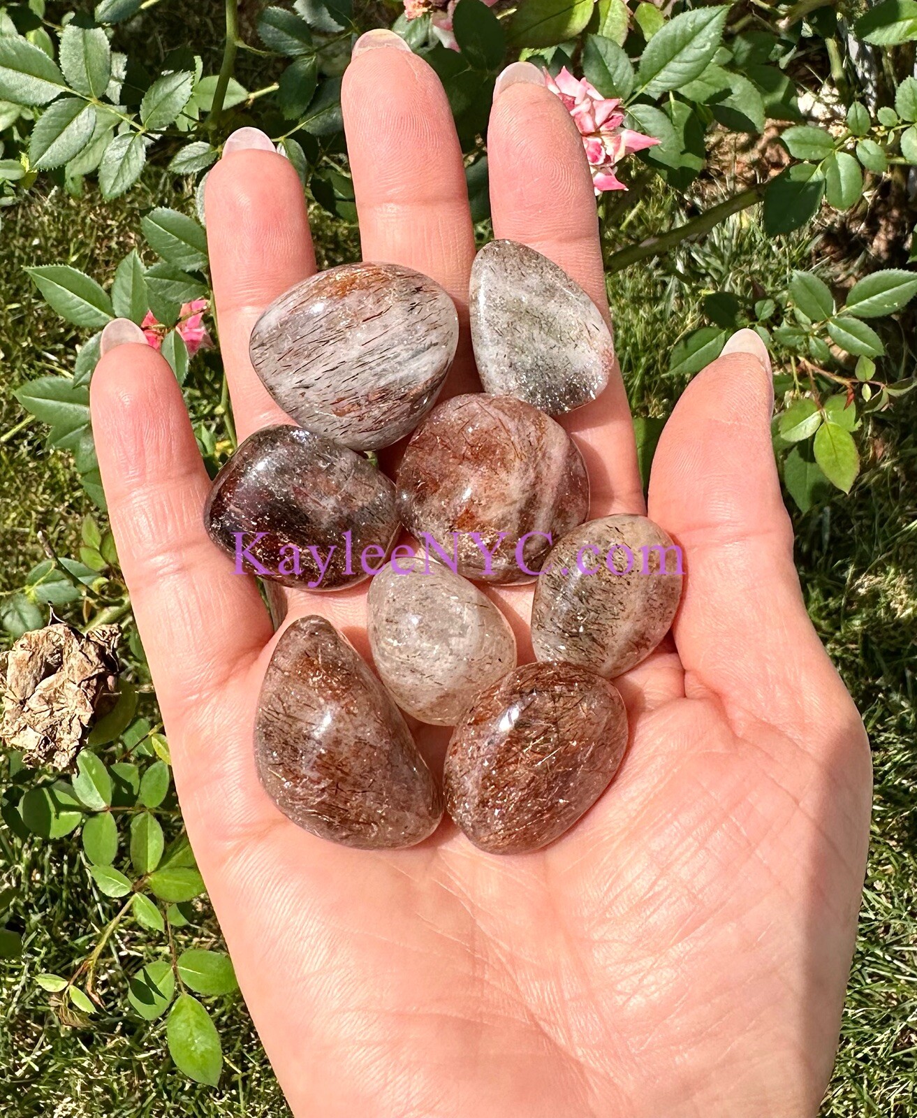 Wholesale Lot 2 Lbs Natural Rutilated Quartz Tumble Crystals Healing Energy