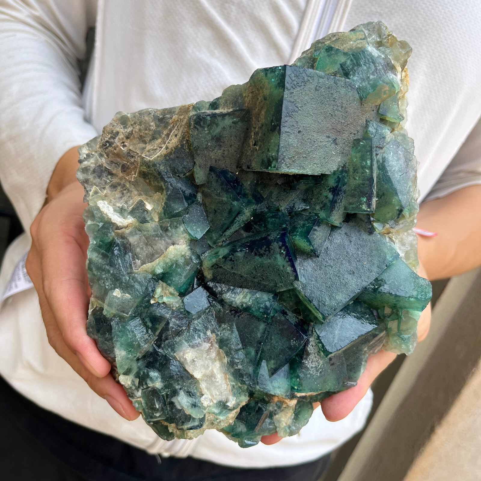6.4lb Large Natural green cubic fluorite quartz crystal cluster mineral specimen