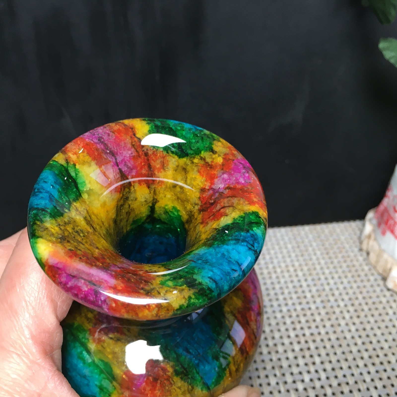 894g Natural “Seven Colors Jade” vase specimen -Taiwan China 03