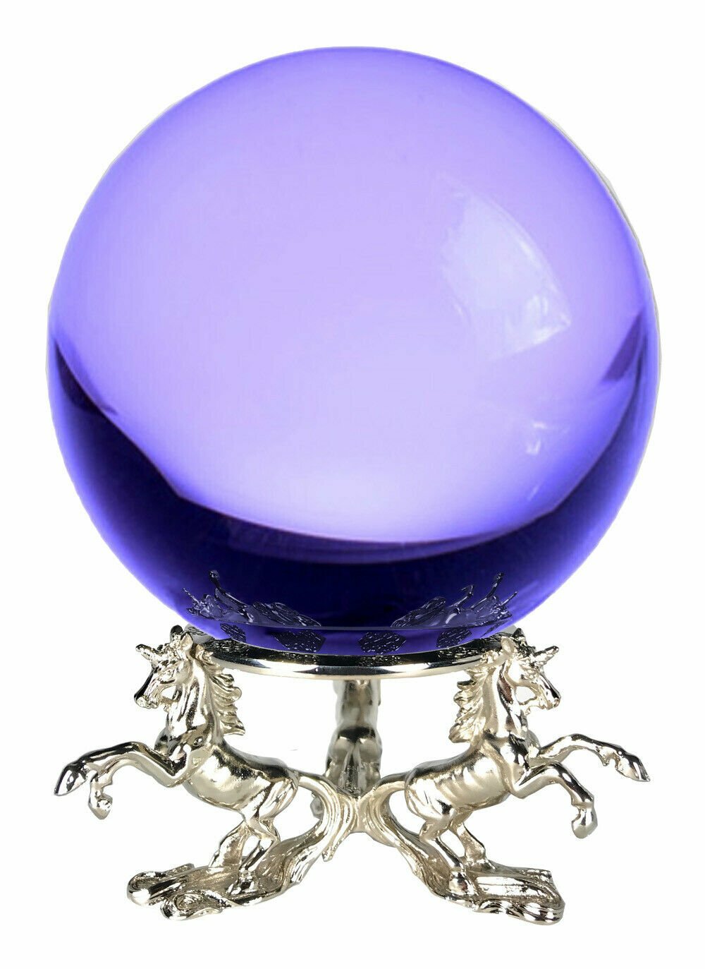 6in Crystal Ball Sphere for Feng Shui, Meditation, Decor, with Unicorn Stand.