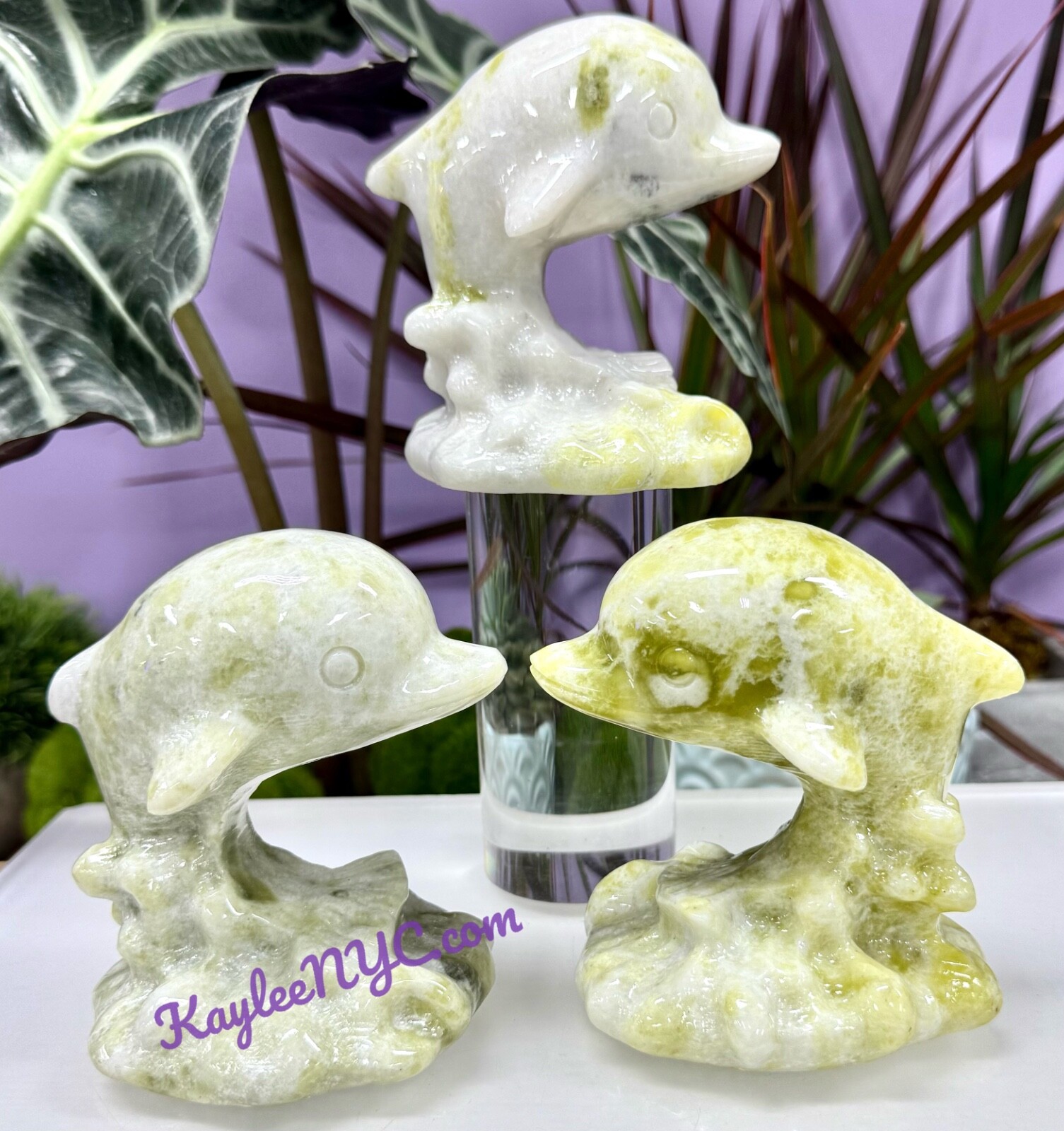 Wholesale Lot 3 Pcs Natural Lantian Jade Dolphins Crystal Healing Energy