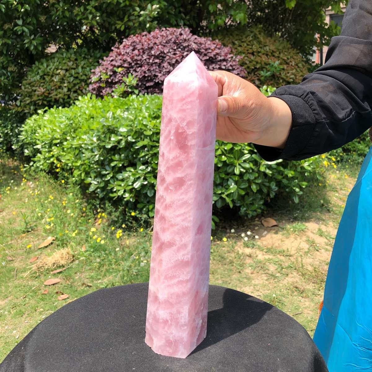 3.69LB Natural rose quartz obelisk pink crystal tower point healing decor