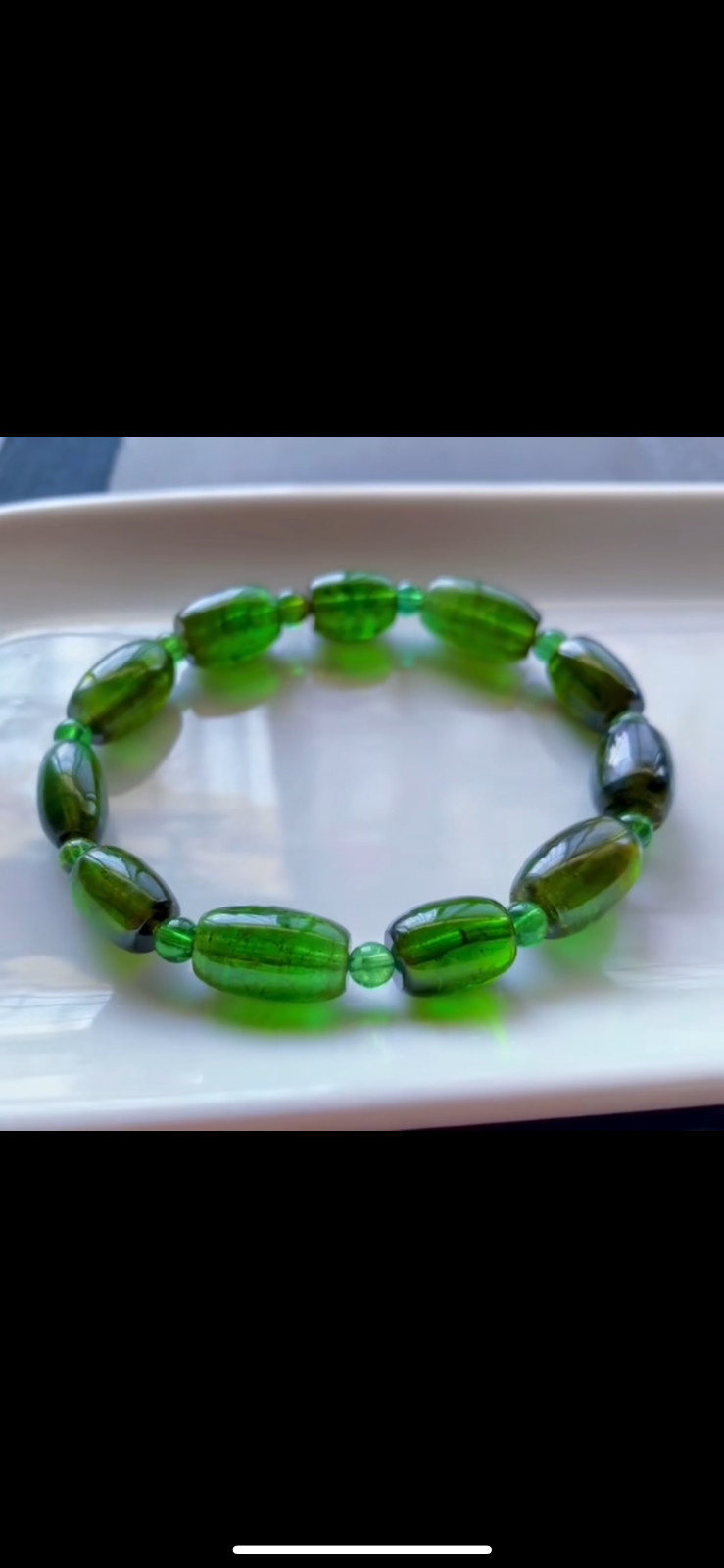 TOP Natural Imperial green tourmaline Gemstone quartz Bucket bead bracelet AA++