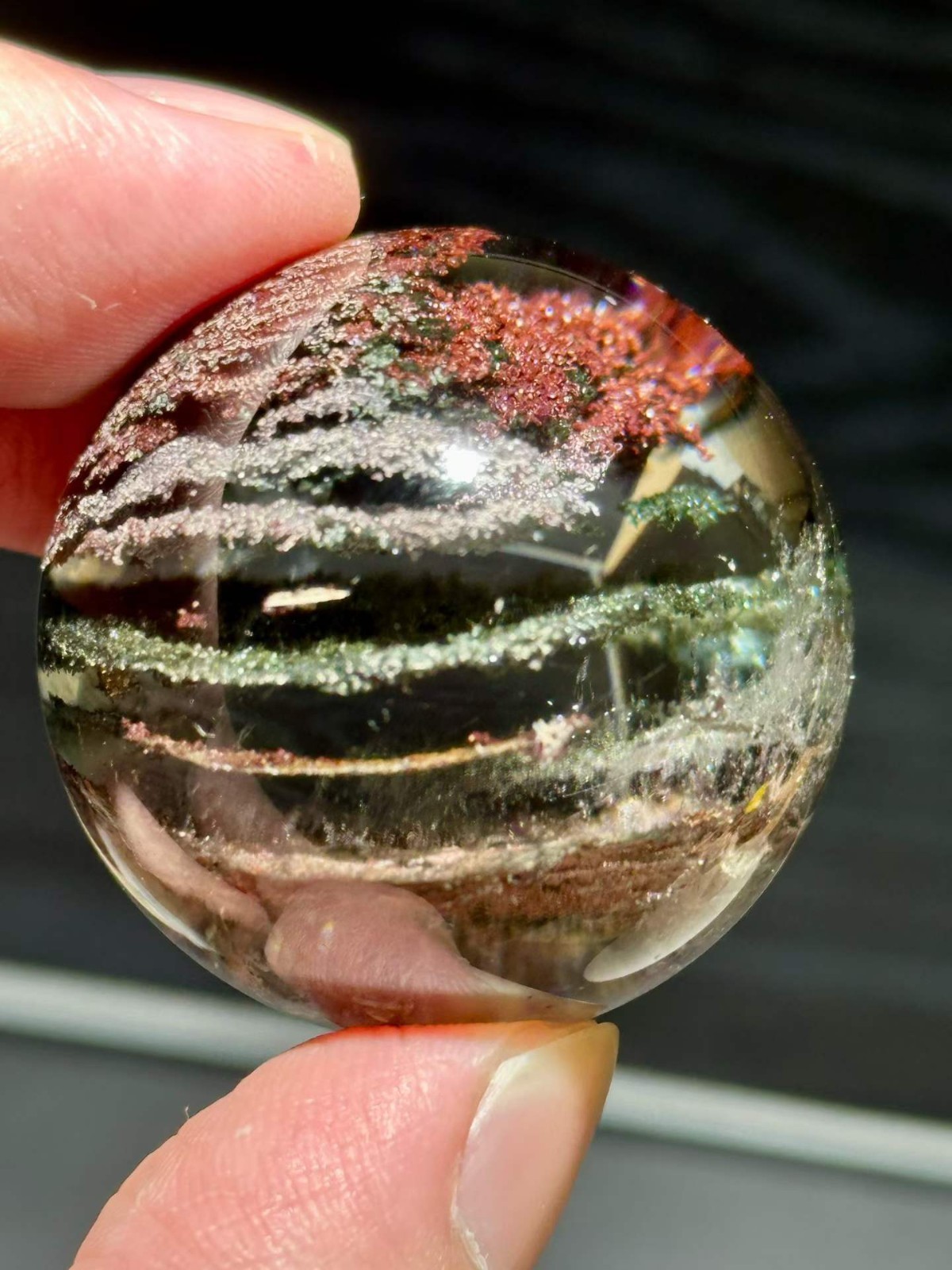 40mm Natural Color Phantom Quartz Sphere Energy Crystal Ball Reiki Decor